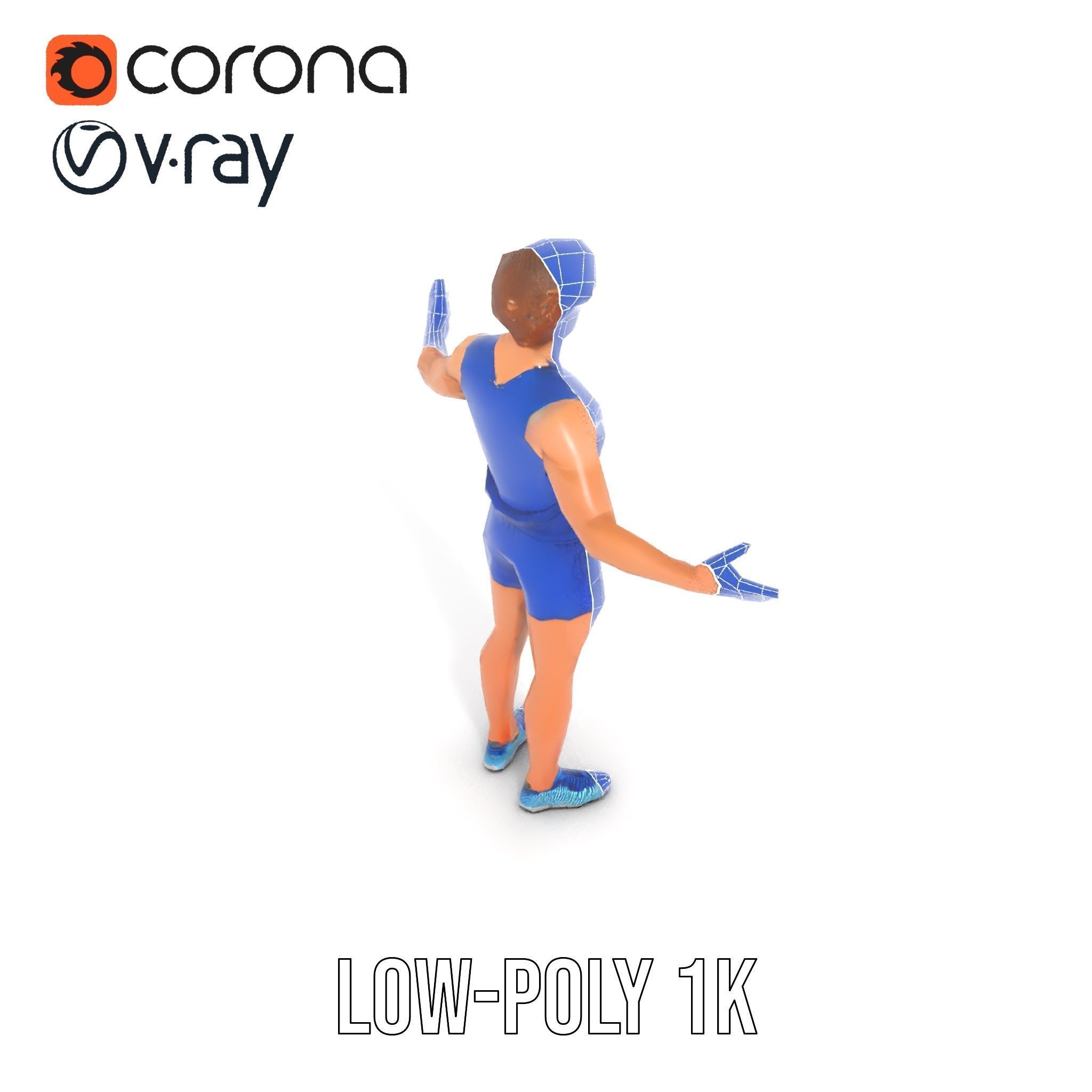 Athletic Runner D Character Model  Rigged and Animated Low-poly 3D model_24