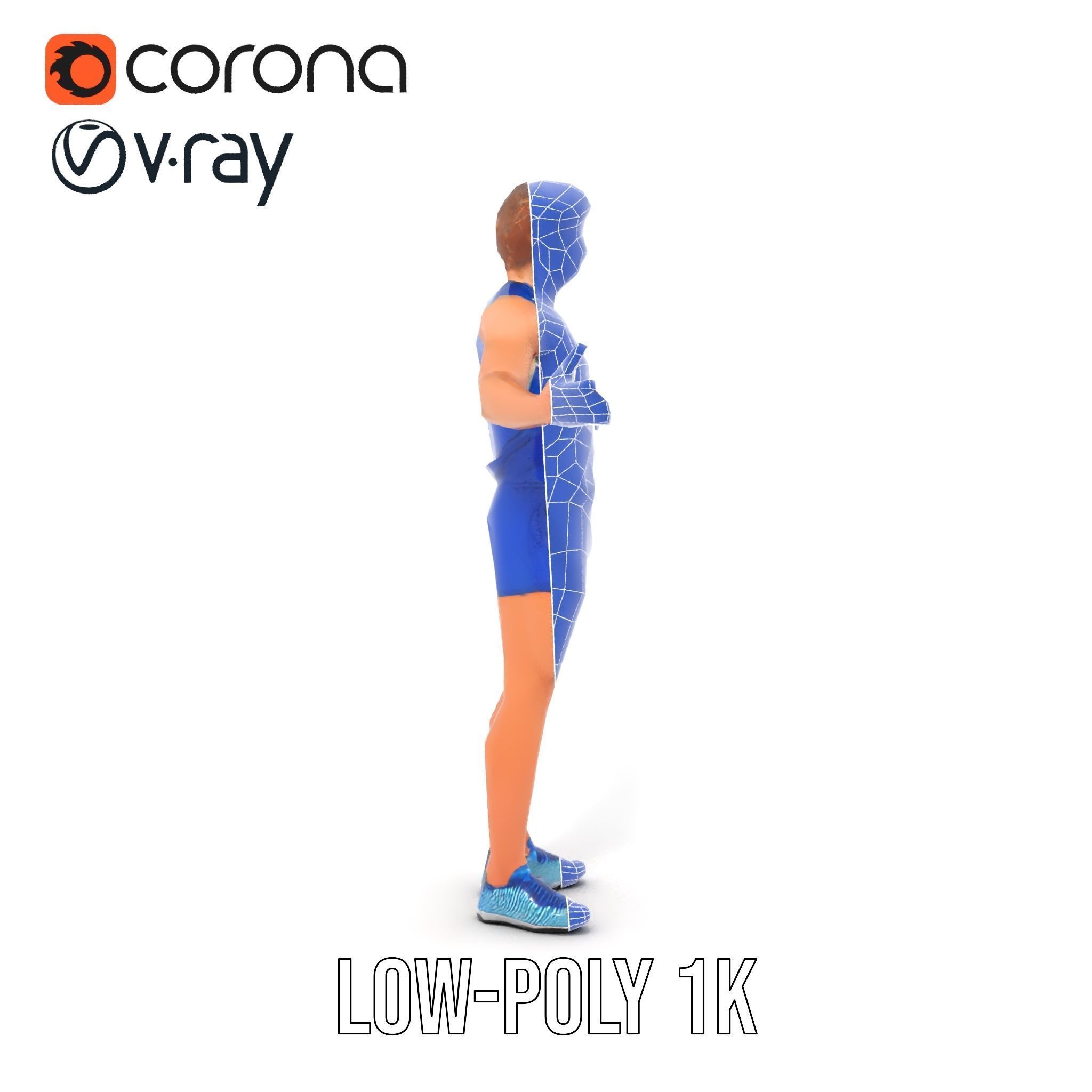 Athletic Runner D Character Model  Rigged and Animated Low-poly 3D model_30