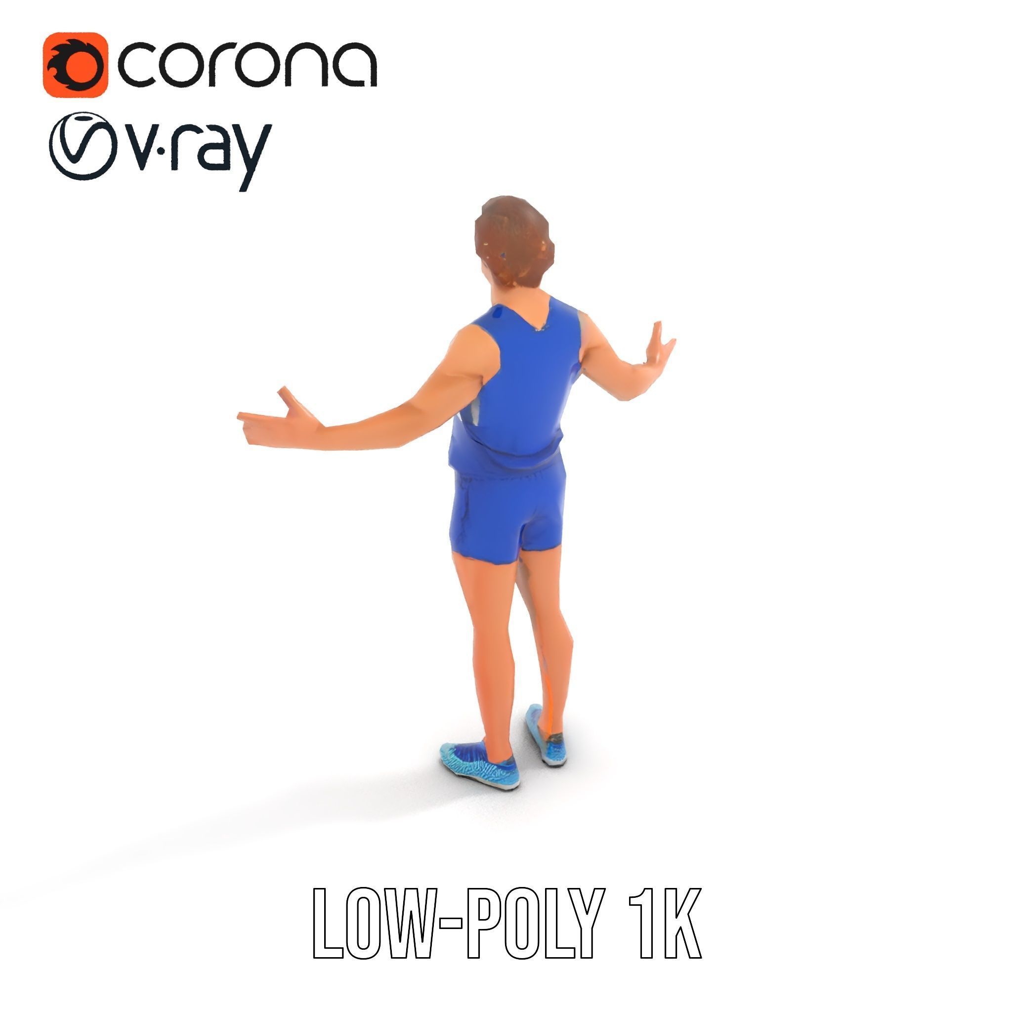 Athletic Runner D Character Model  Rigged and Animated Low-poly 3D model_7