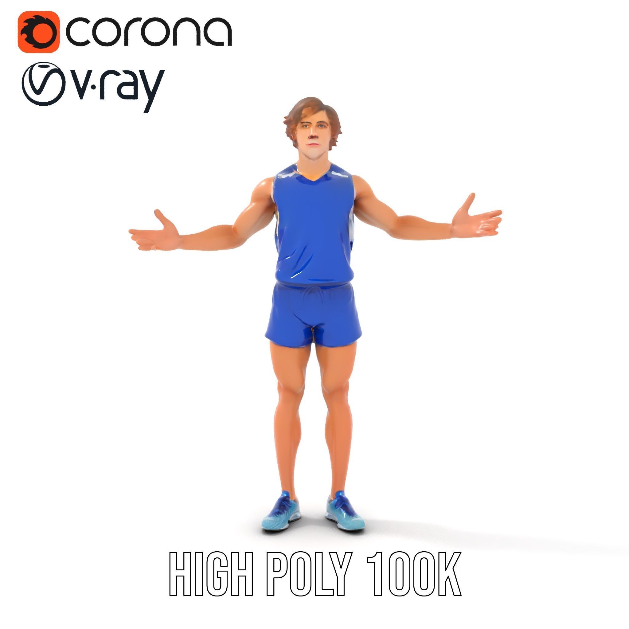 Athletic Runner D Character Model  Rigged and Animated Low-poly 3D model_31