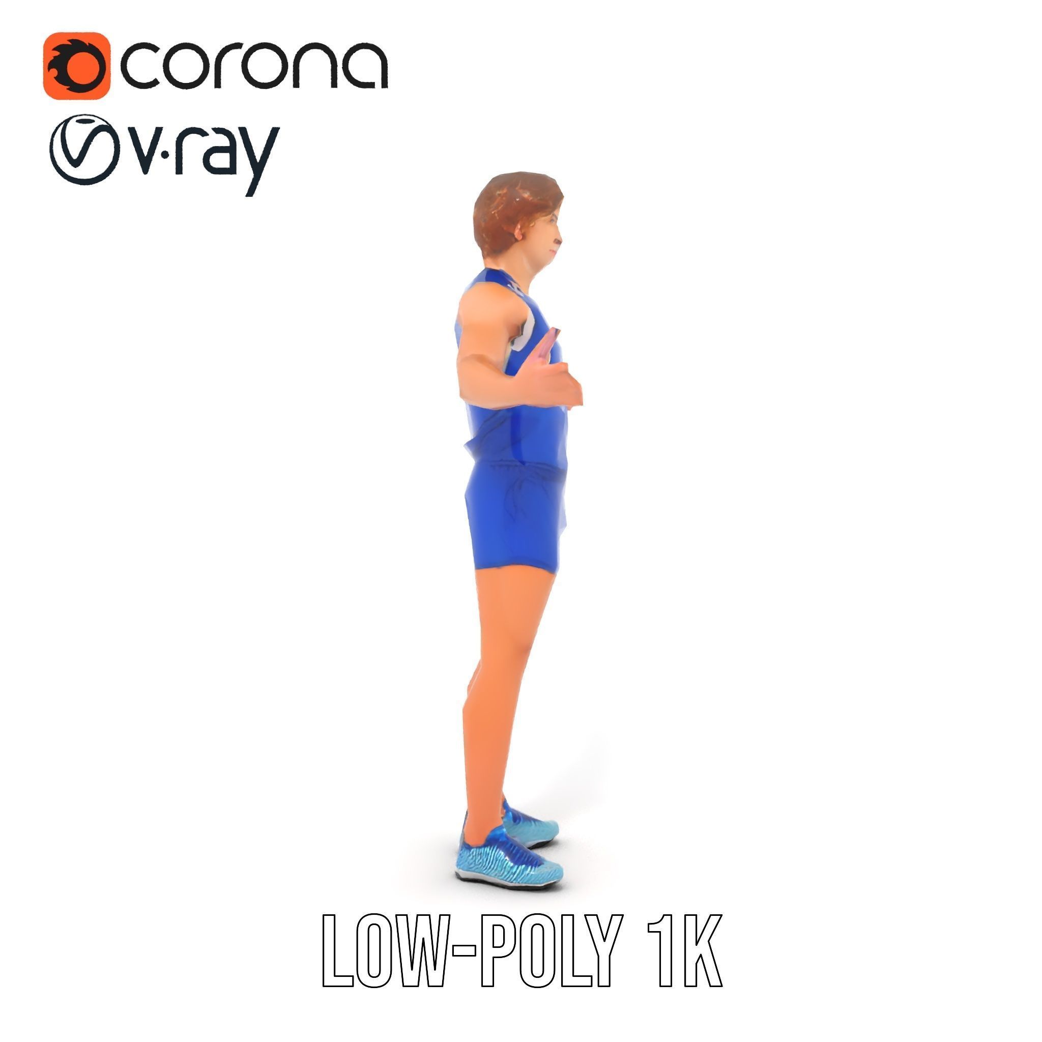 Athletic Runner D Character Model  Rigged and Animated Low-poly 3D model_11