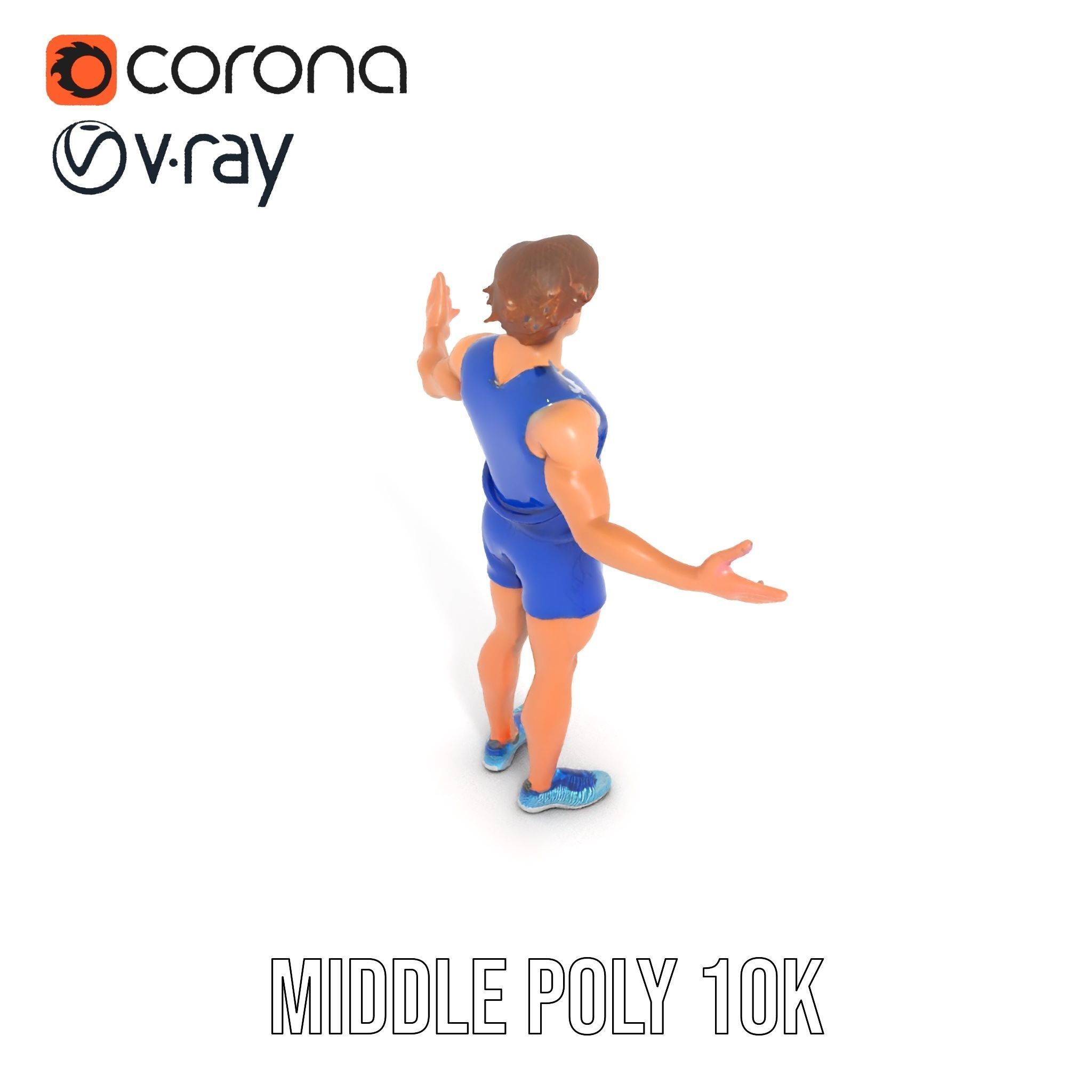 Athletic Runner D Character Model  Rigged and Animated Low-poly 3D model_15