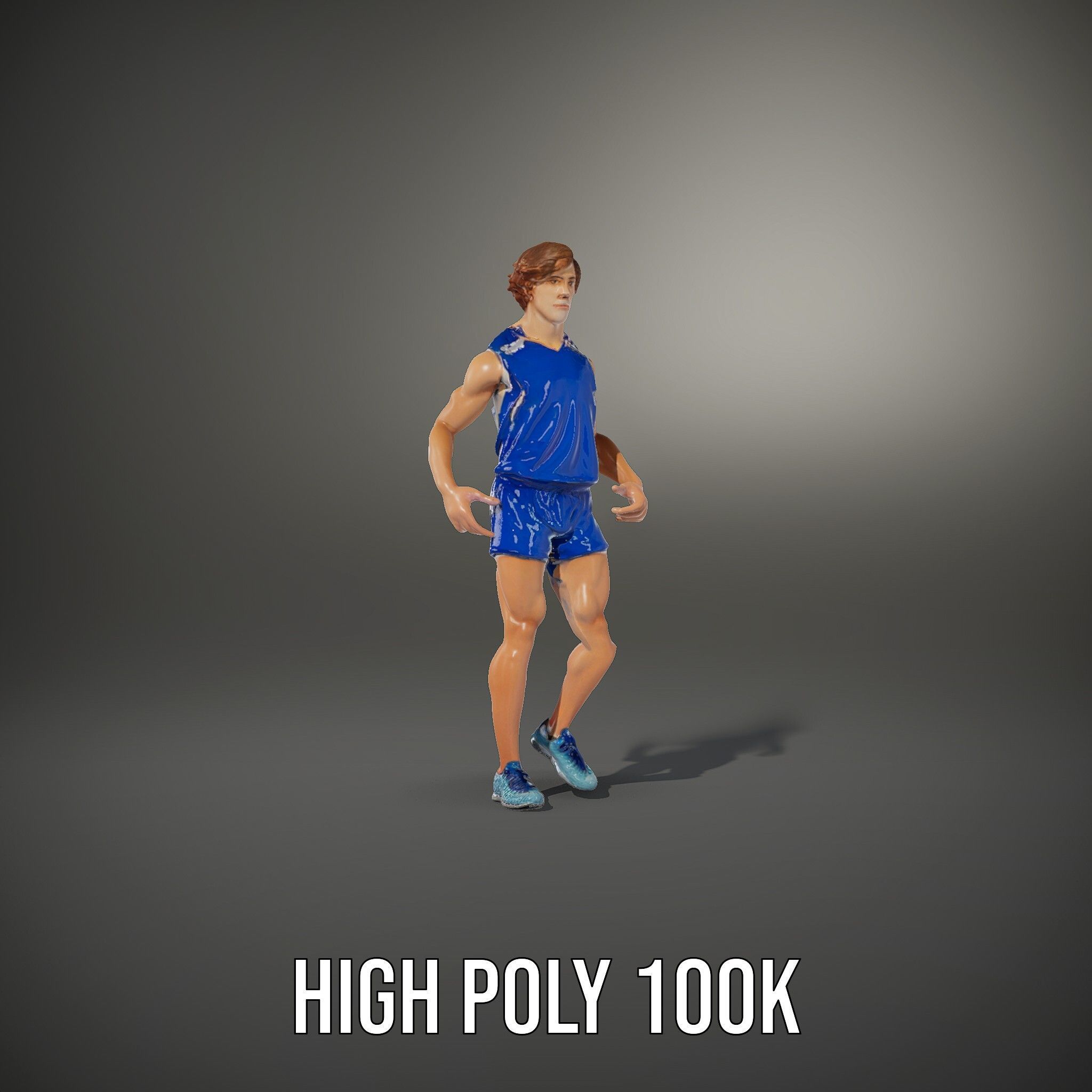 Athletic Runner D Character Model  Rigged and Animated Low-poly 3D model_9
