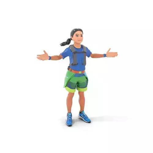 Adventure Girl Rigged and Animated D Character Model Low-poly 3D model