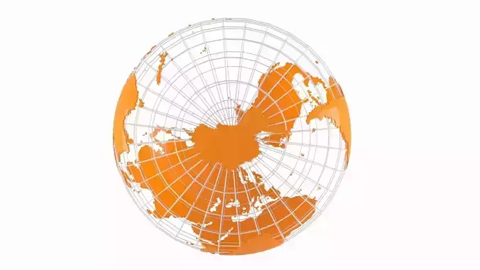 Globe News Skeleton Tangerine Color 3D model