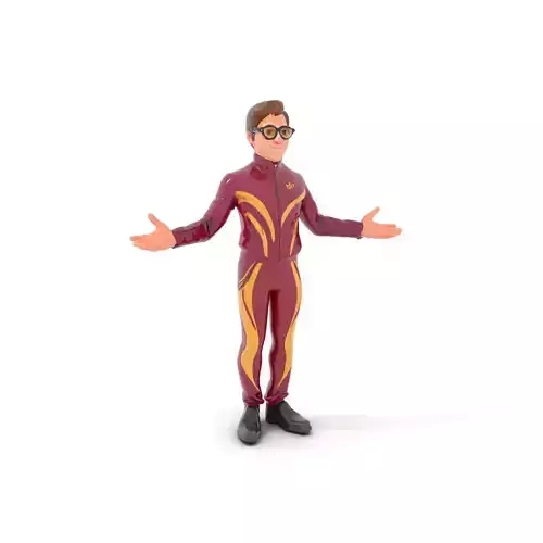 Stylish Male Character Rigged and Animated in Tracksuit Low-poly 3D model