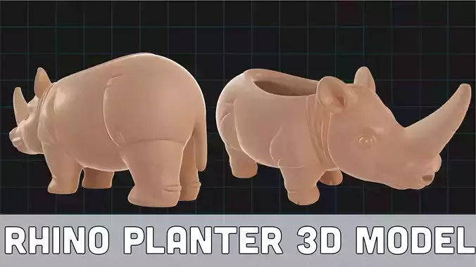 Rhino Planter Animal Shaped Pot Cute Ceramic Style Container
