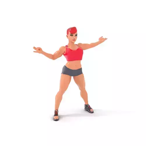 Athletic Heroine in Red Outfit Rigged and Animated D Model Low-poly 3D model