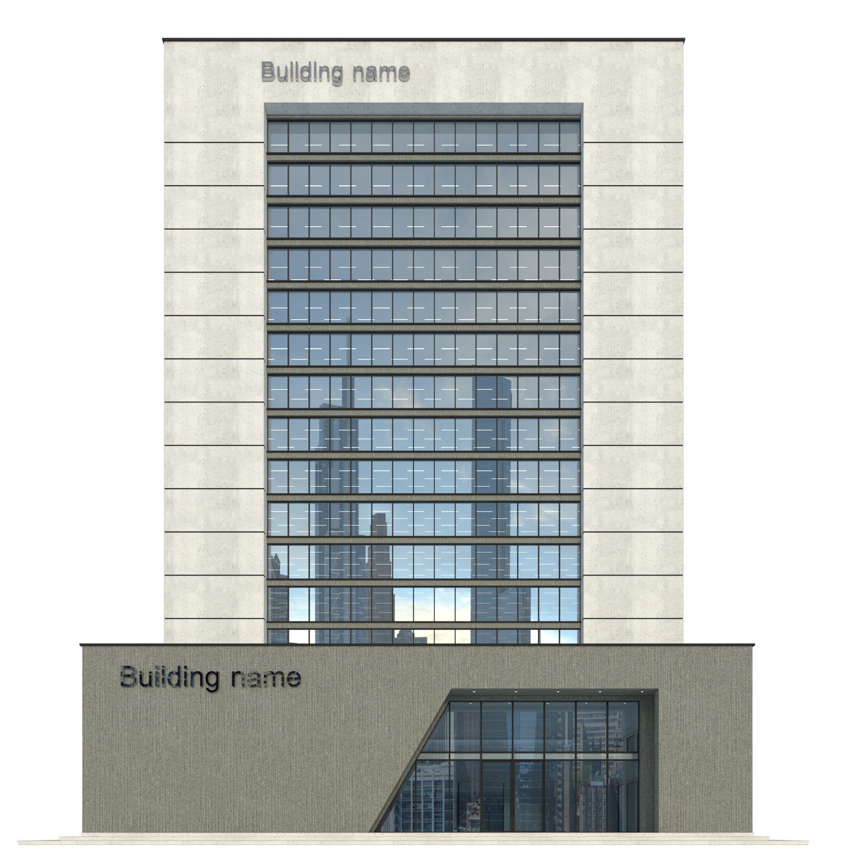 High-rise office building No 10 Low-poly 3D model_1