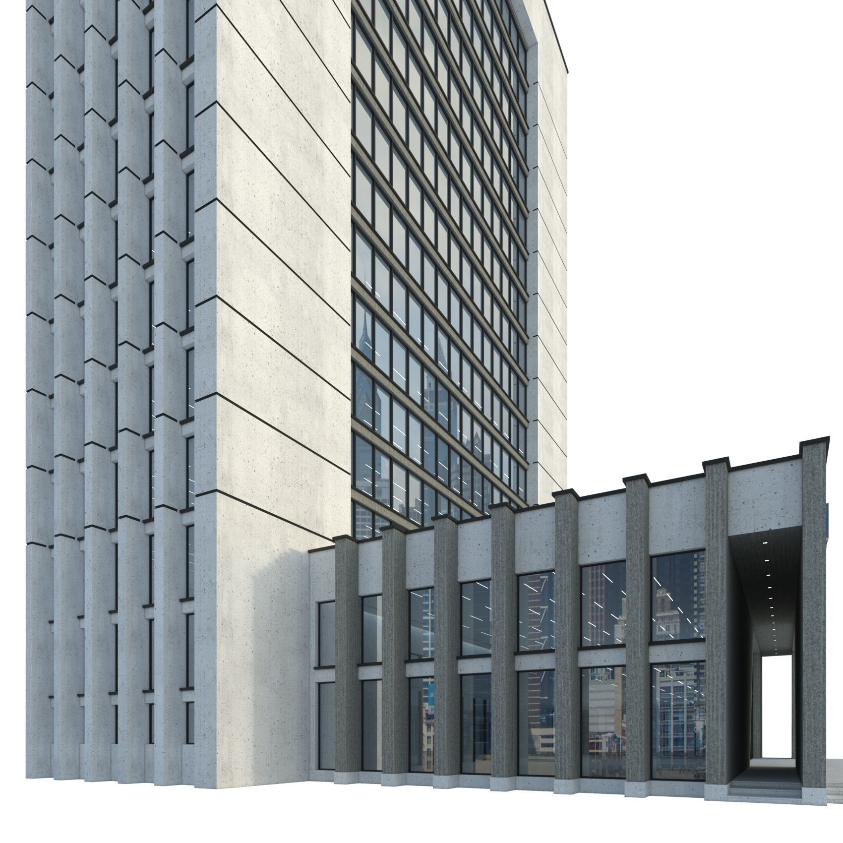 High-rise office building No 10 Low-poly 3D model_5
