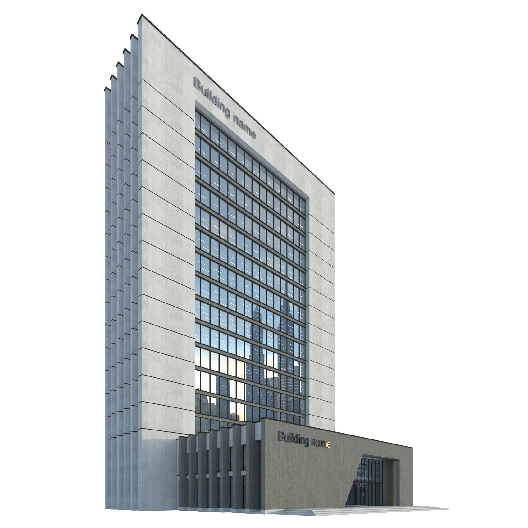 High-rise office building No 10 Low-poly 3D model_2