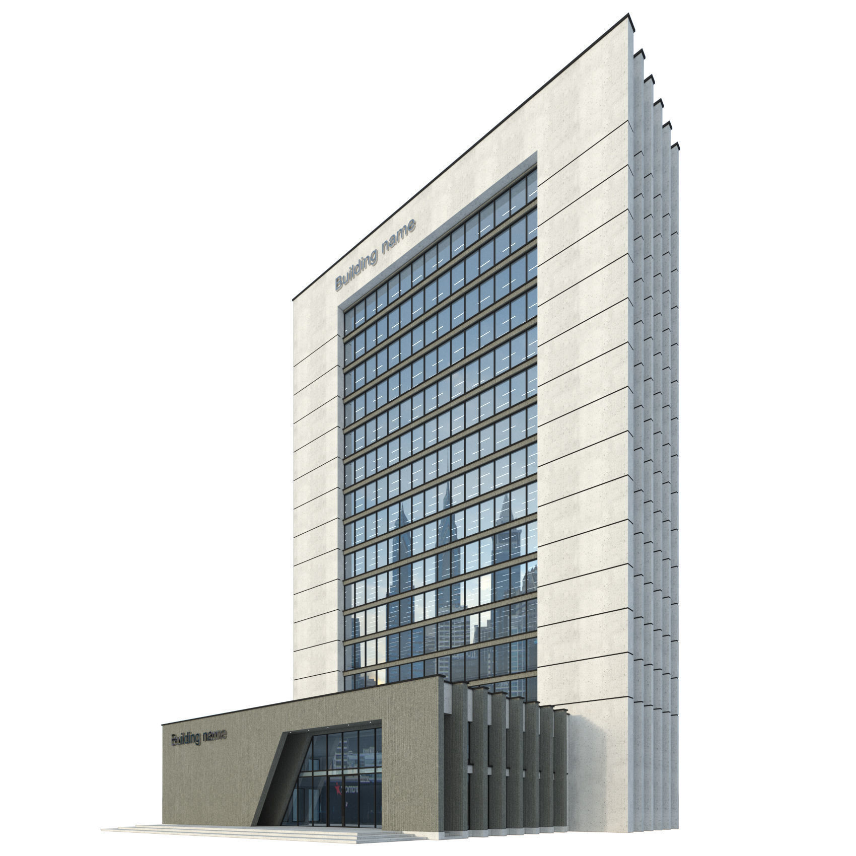 High-rise office building No 10 Low-poly 3D model_3