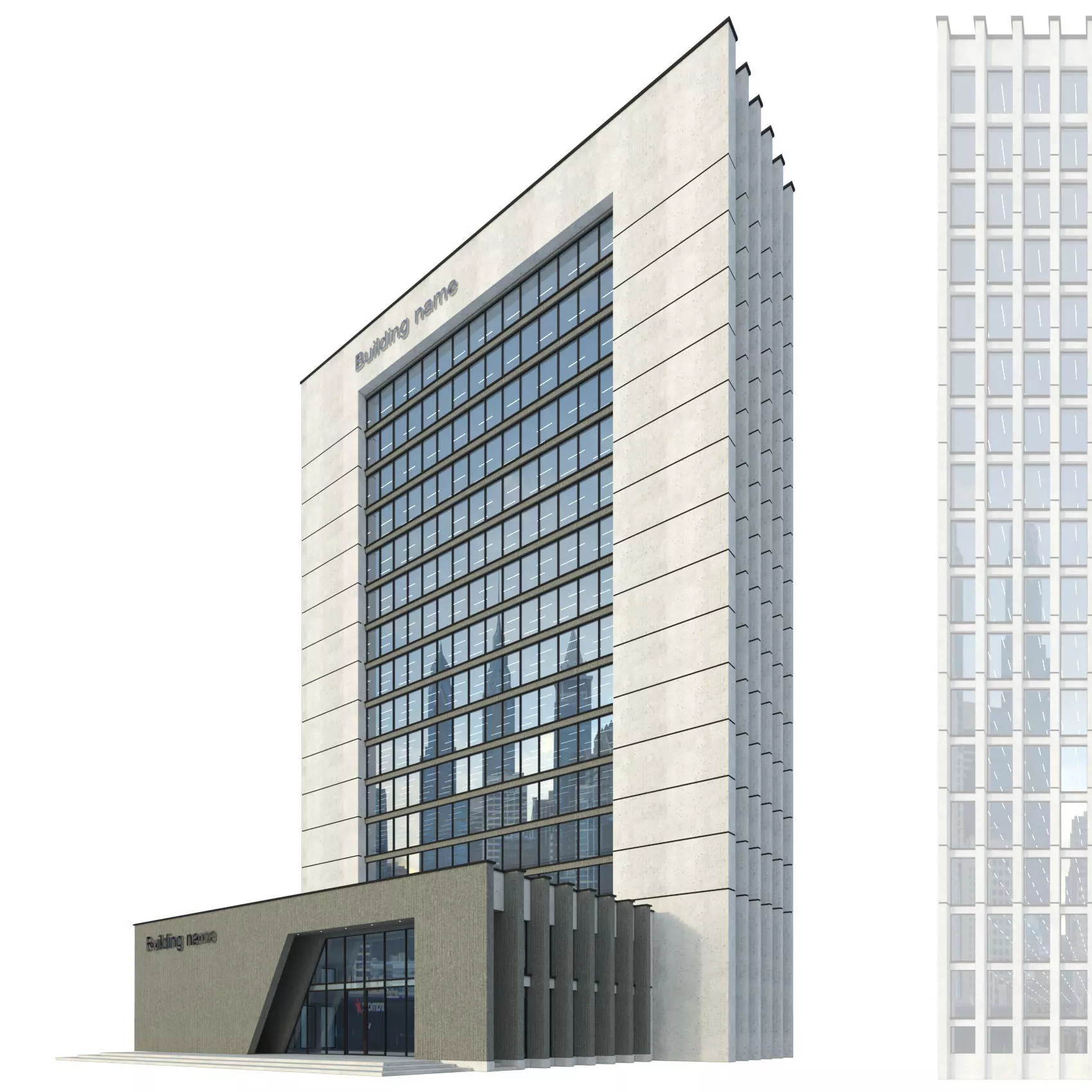 High-rise office building No 10 Low-poly 3D model_0