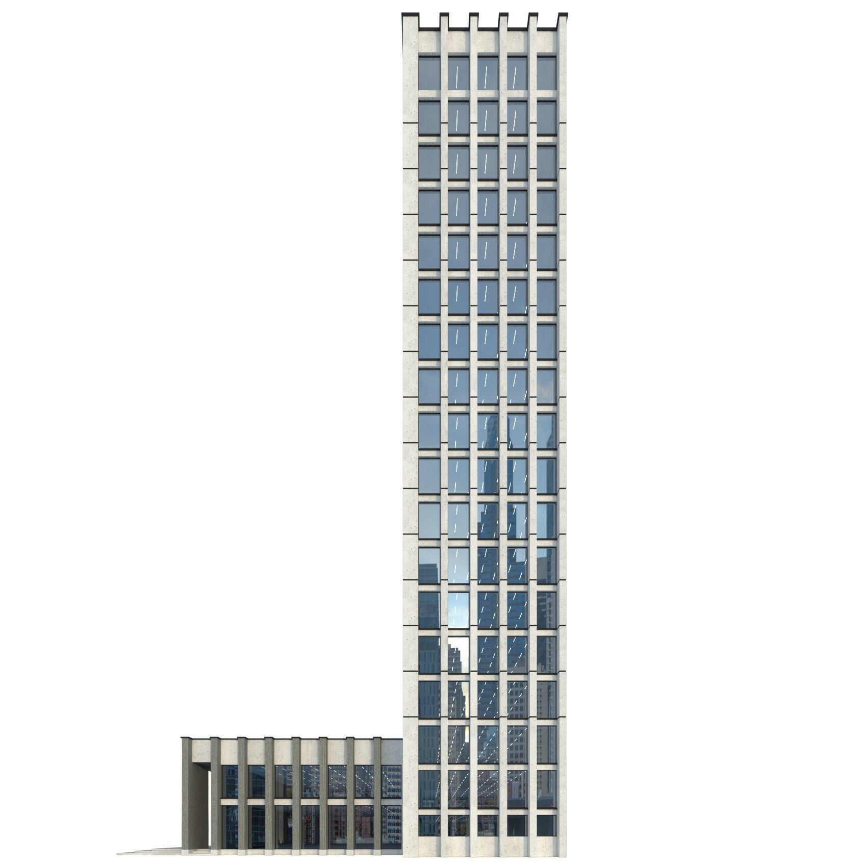 High-rise office building No 10 Low-poly 3D model_4