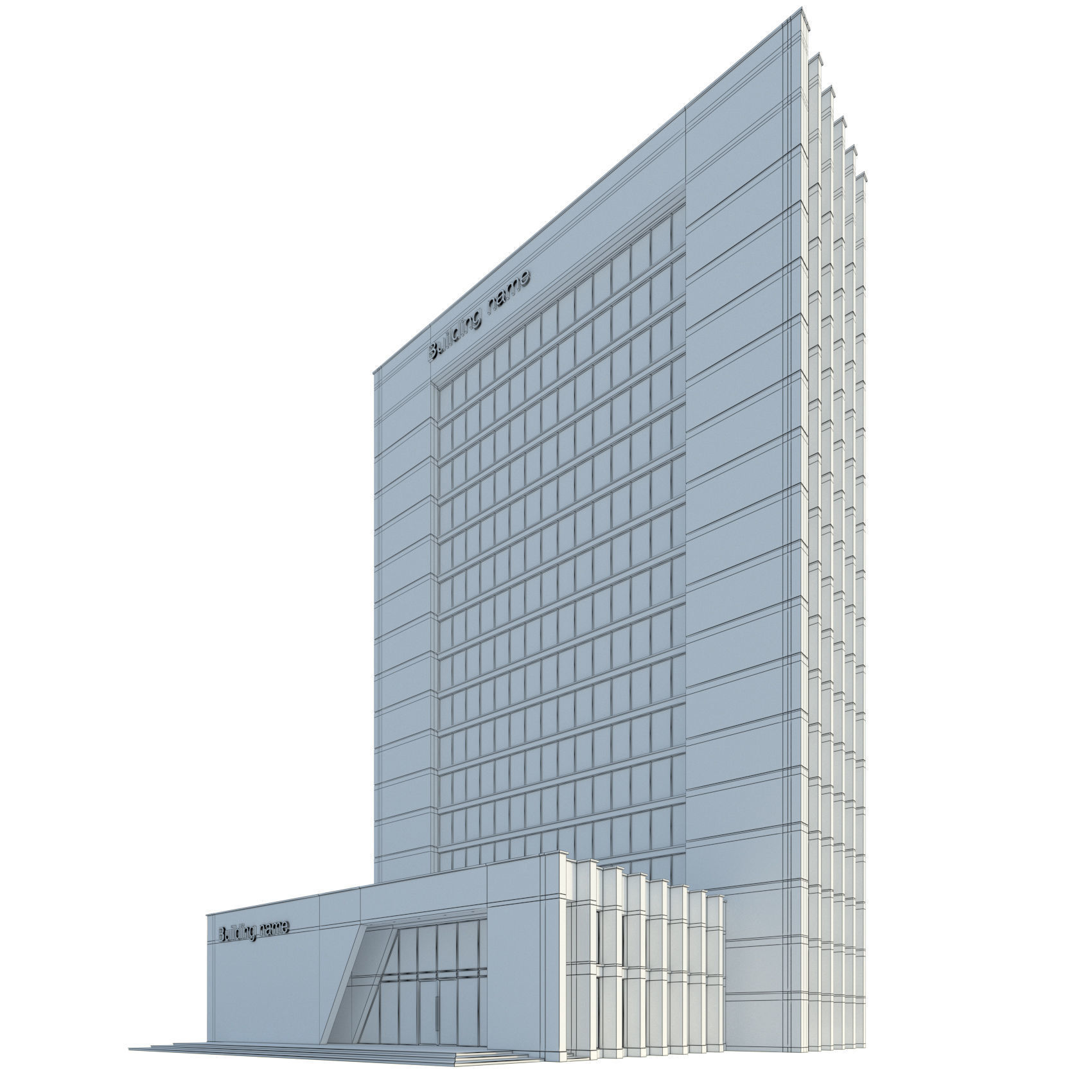 High-rise office building No 10 Low-poly 3D model_6