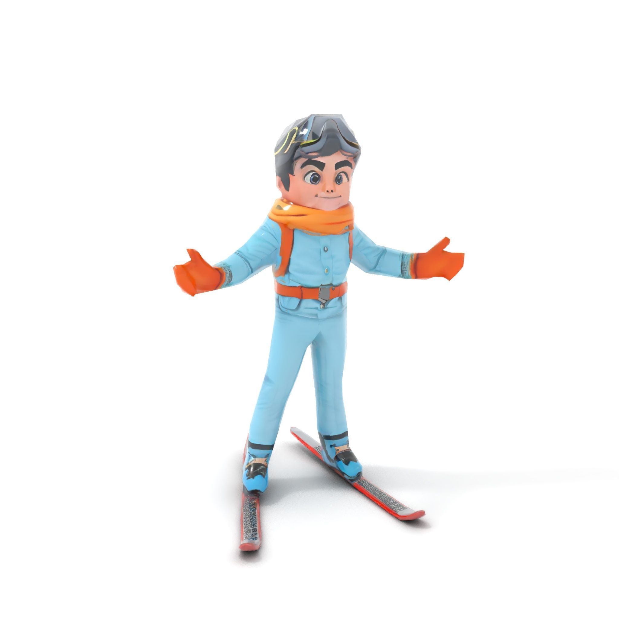 Animated Young Skier in Winter Outfit Rigged and Animated Low-poly 3D model_16