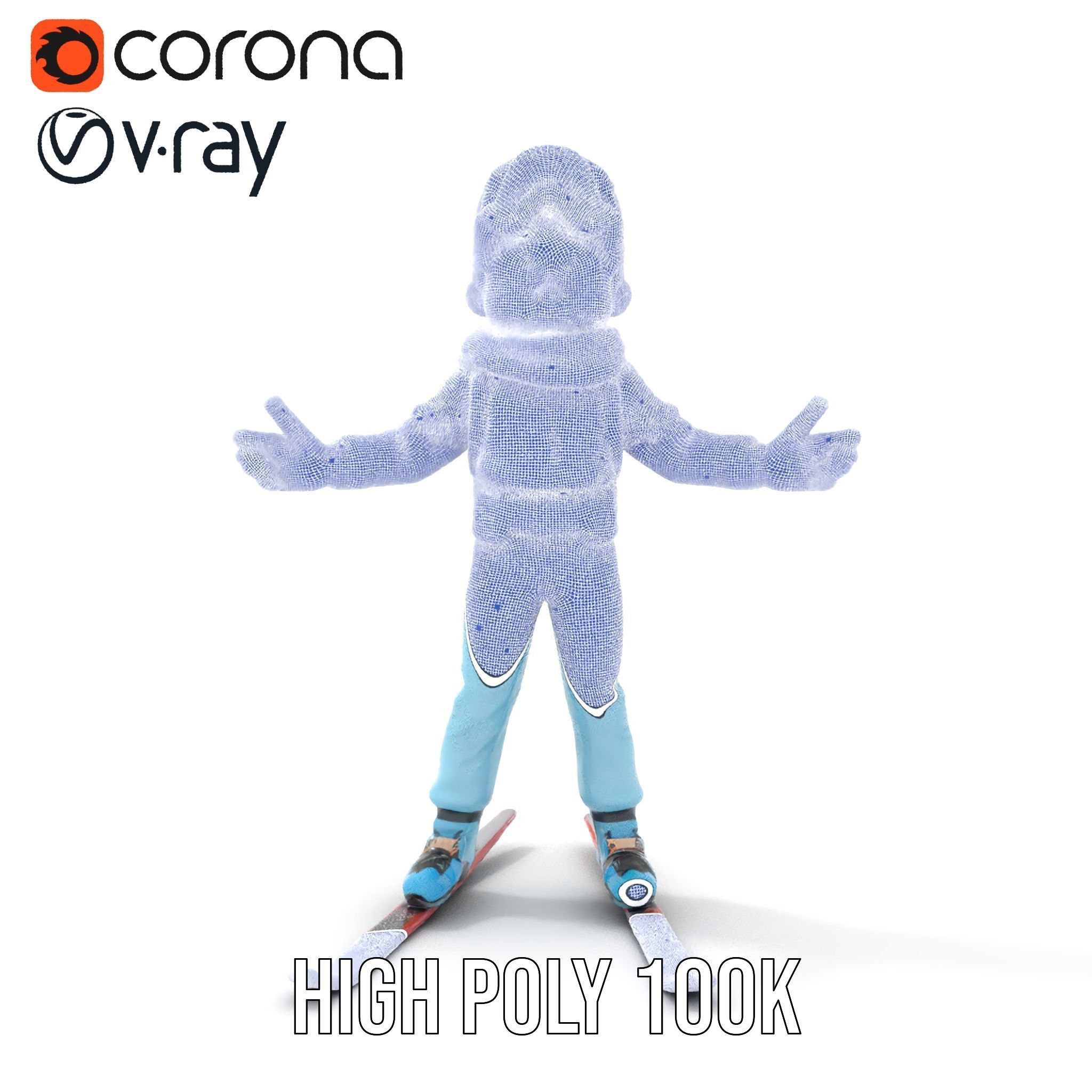 Animated Young Skier in Winter Outfit Rigged and Animated Low-poly 3D model_36