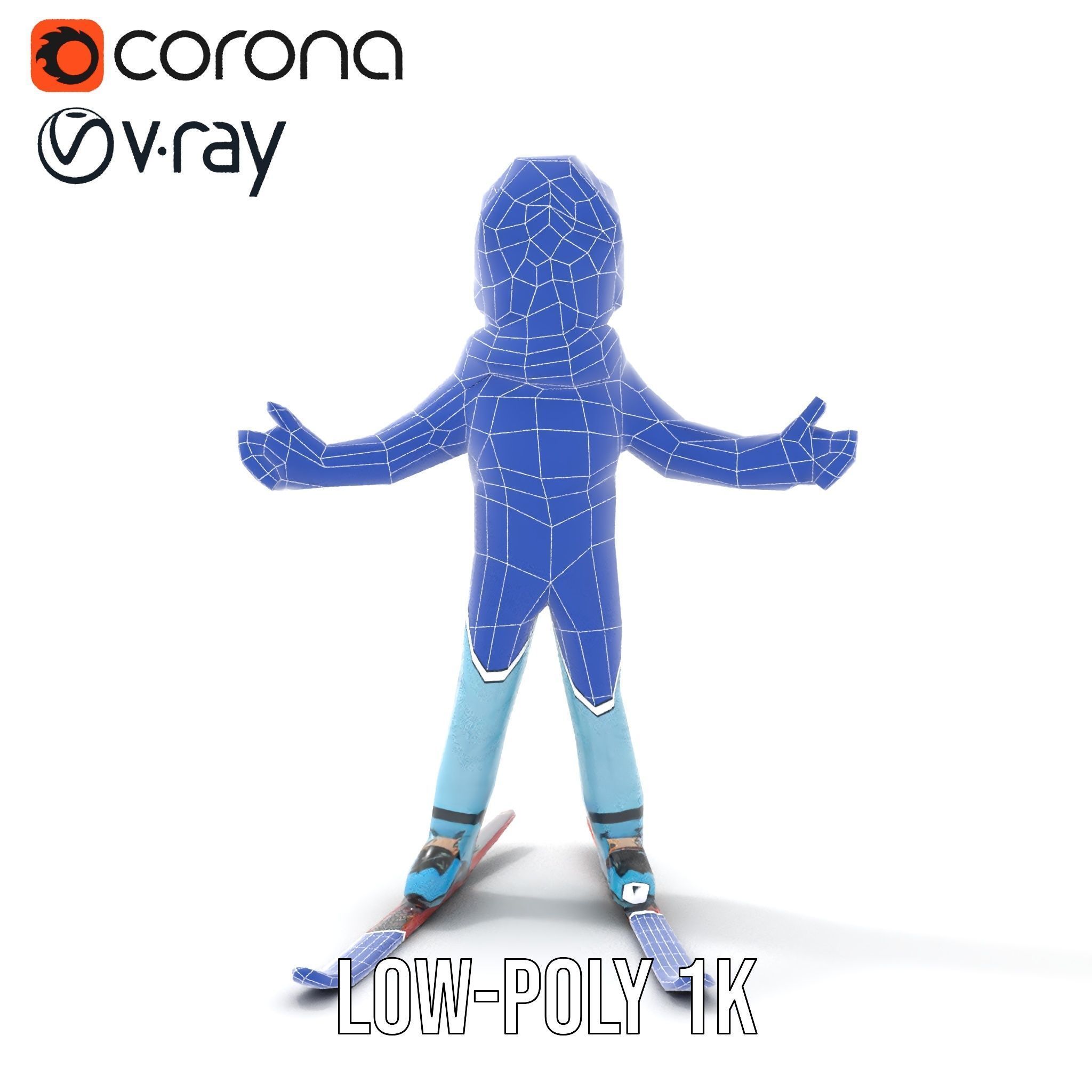 Animated Young Skier in Winter Outfit Rigged and Animated Low-poly 3D model_19