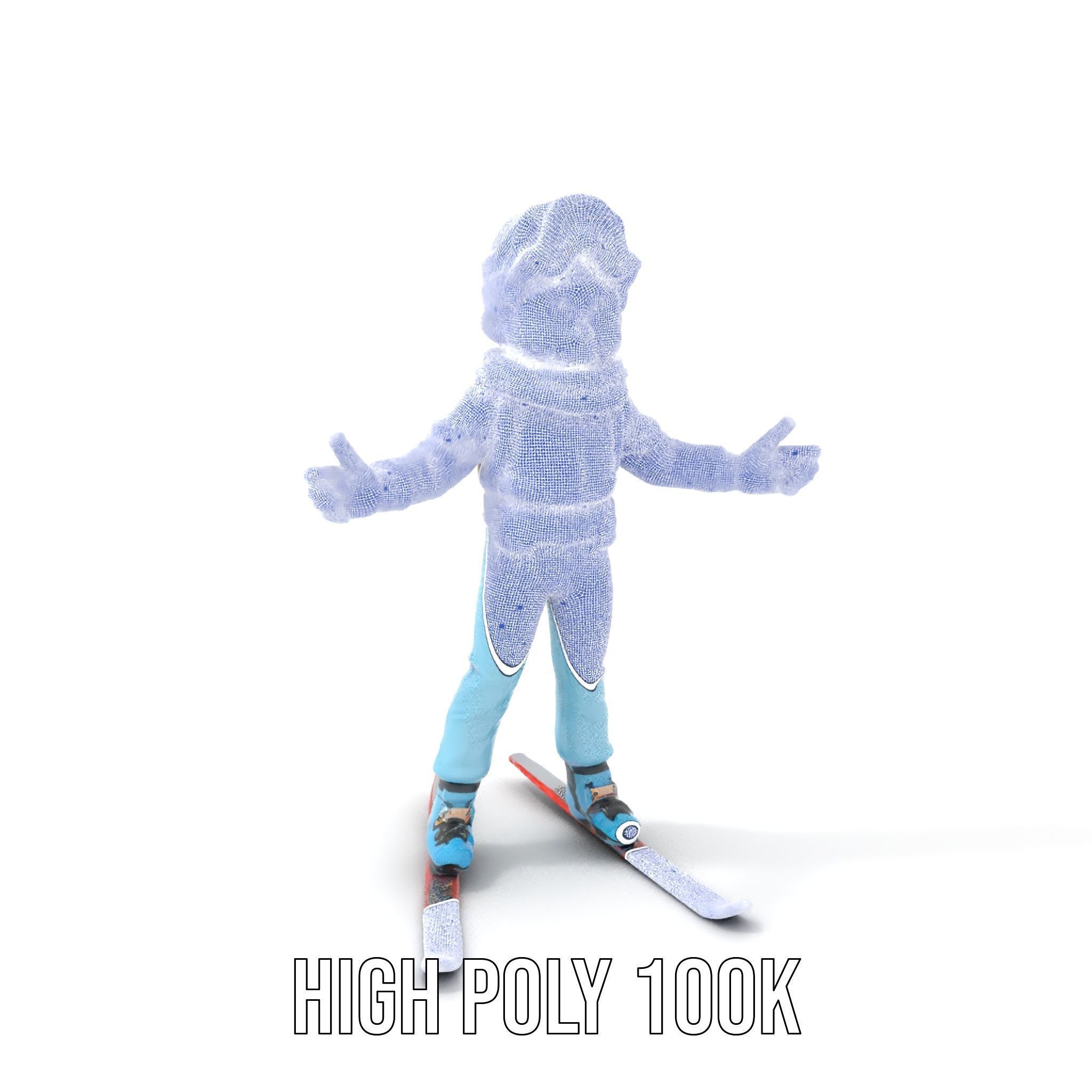 Animated Young Skier in Winter Outfit Rigged and Animated Low-poly 3D model_4