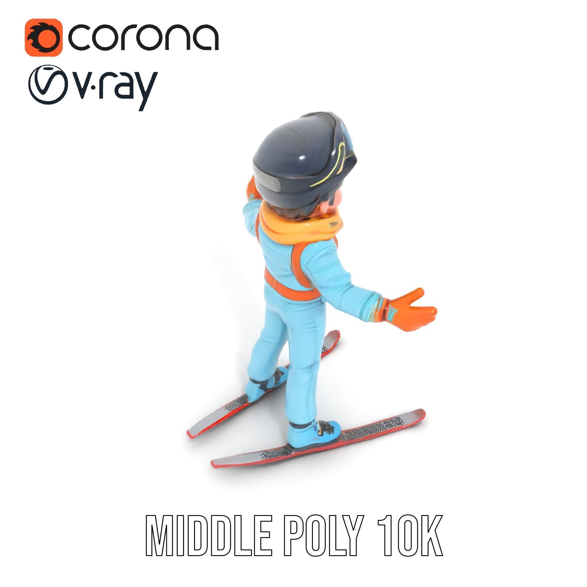 Animated Young Skier in Winter Outfit Rigged and Animated Low-poly 3D model_27