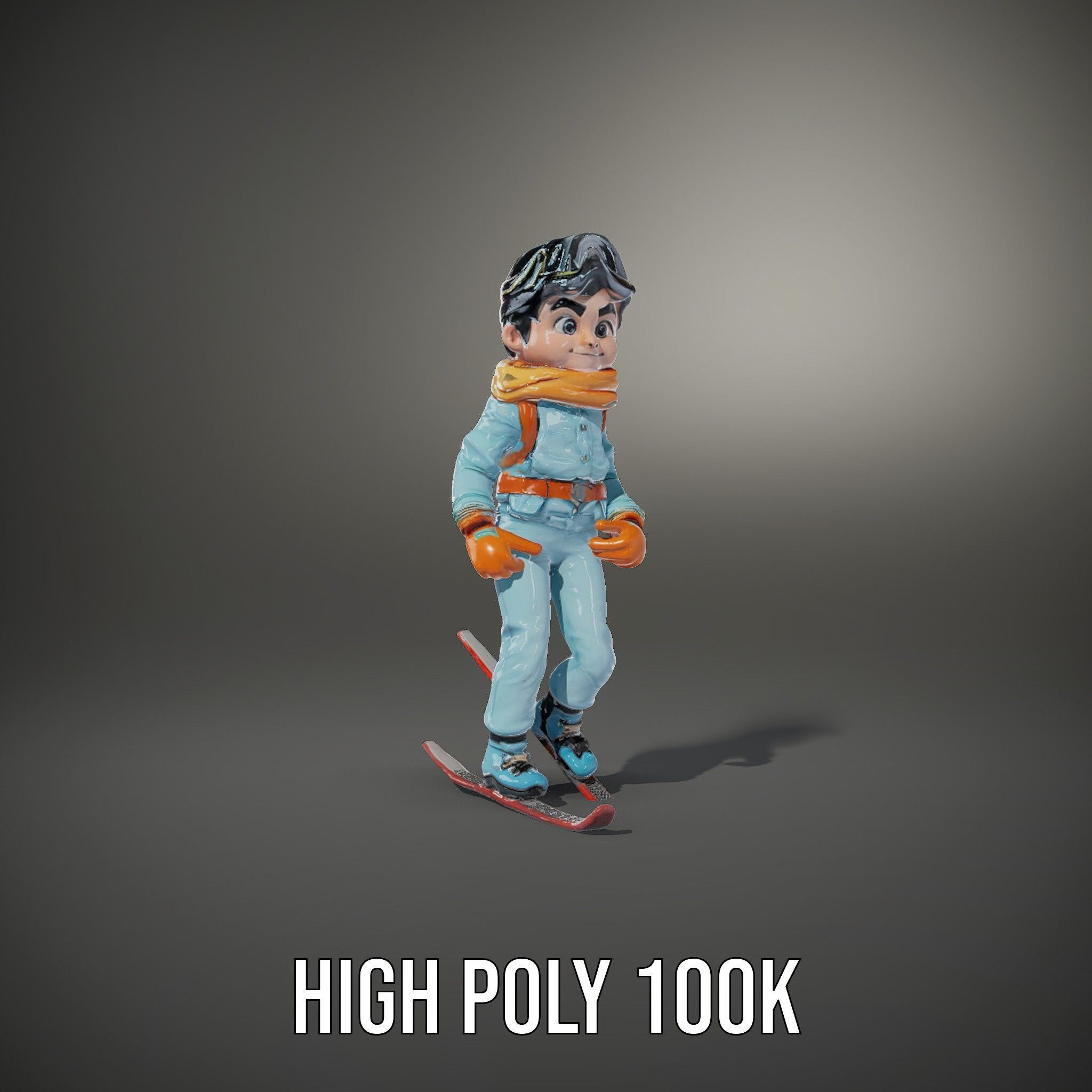 Animated Young Skier in Winter Outfit Rigged and Animated Low-poly 3D model_8