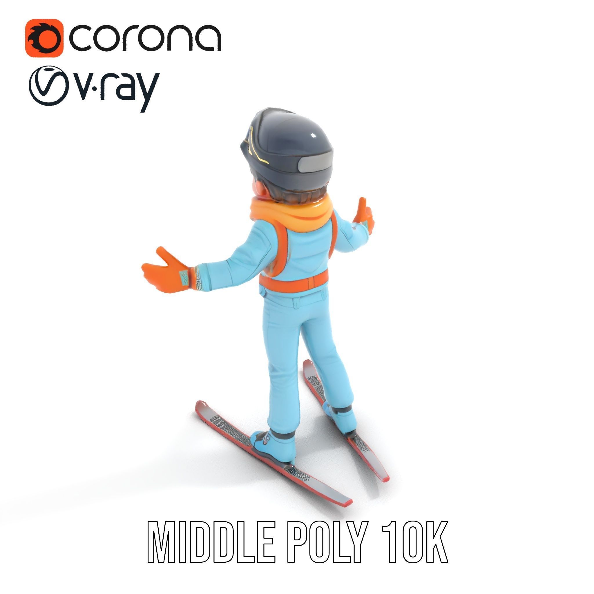 Animated Young Skier in Winter Outfit Rigged and Animated Low-poly 3D model_15