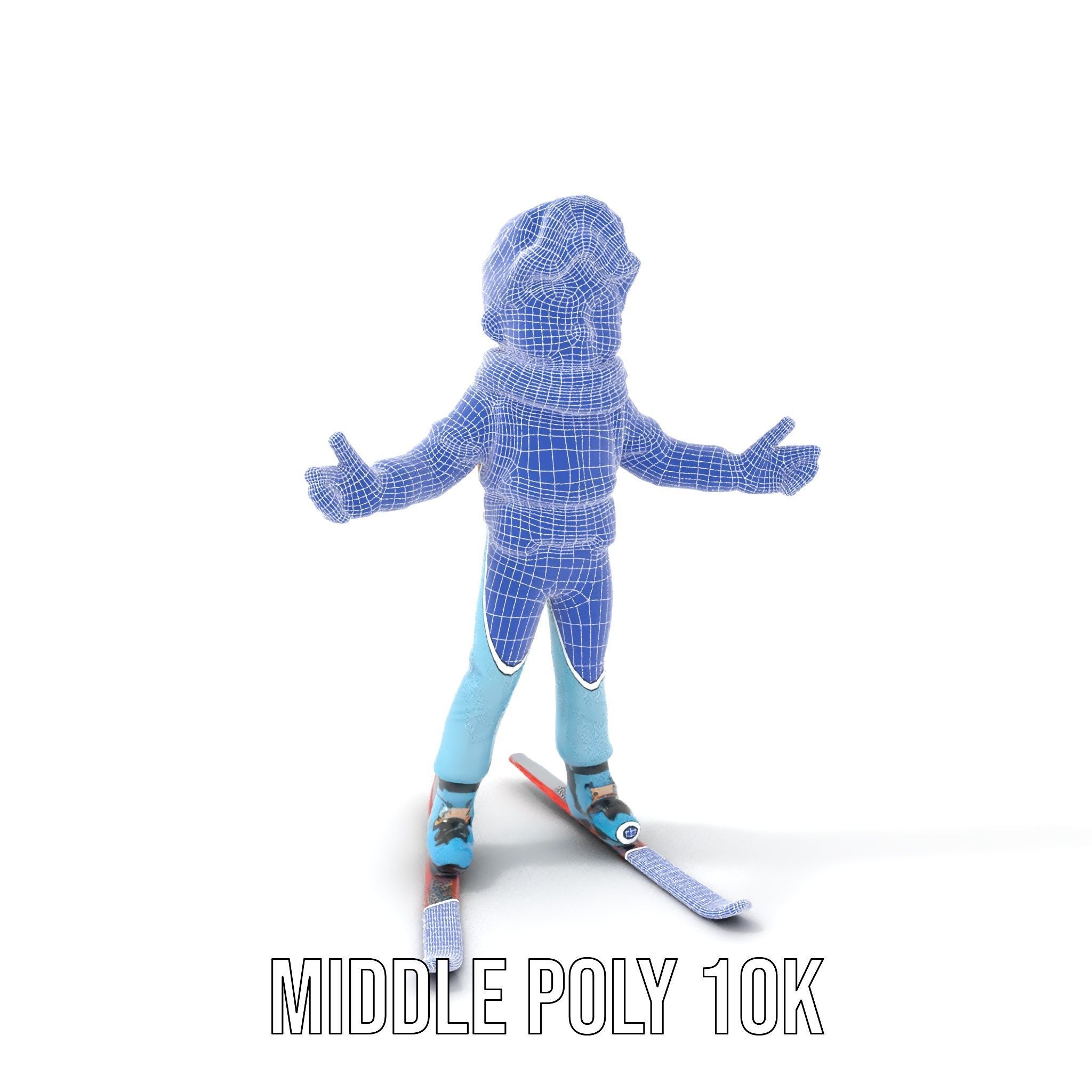 Animated Young Skier in Winter Outfit Rigged and Animated Low-poly 3D model_13