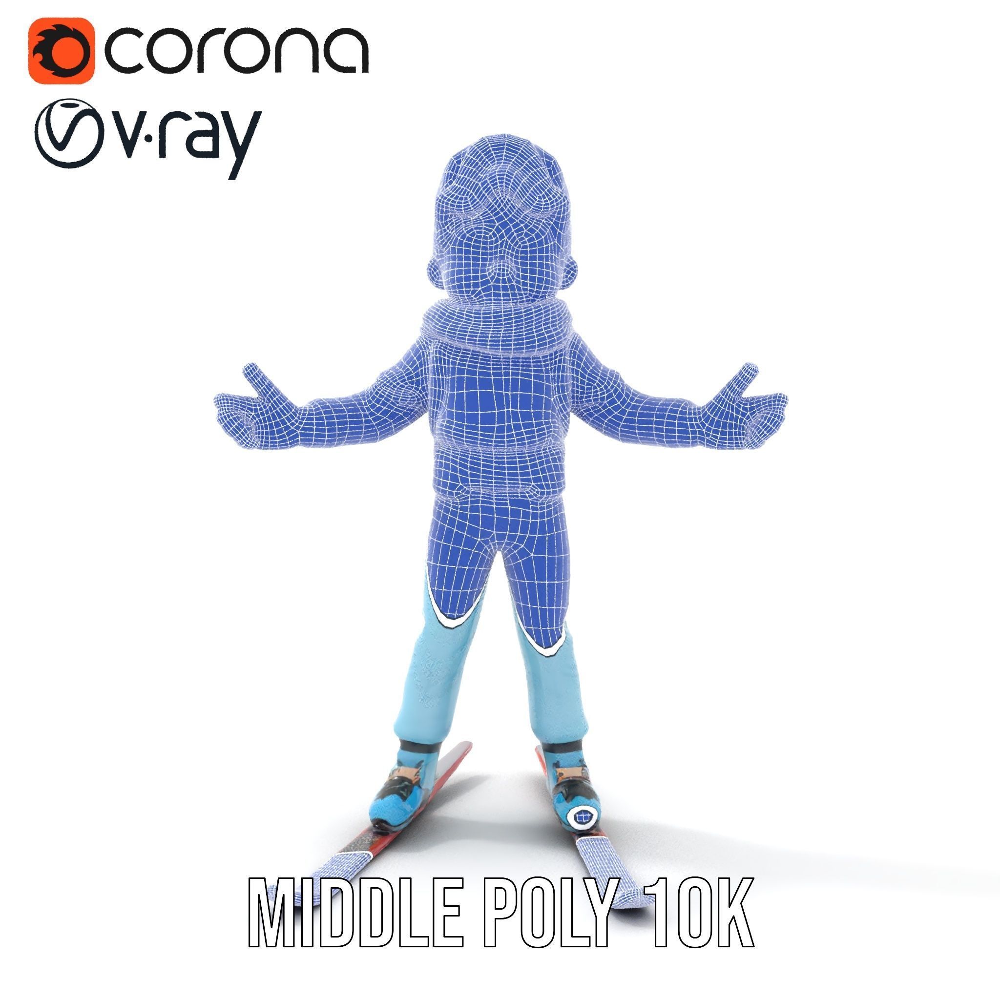 Animated Young Skier in Winter Outfit Rigged and Animated Low-poly 3D model_34