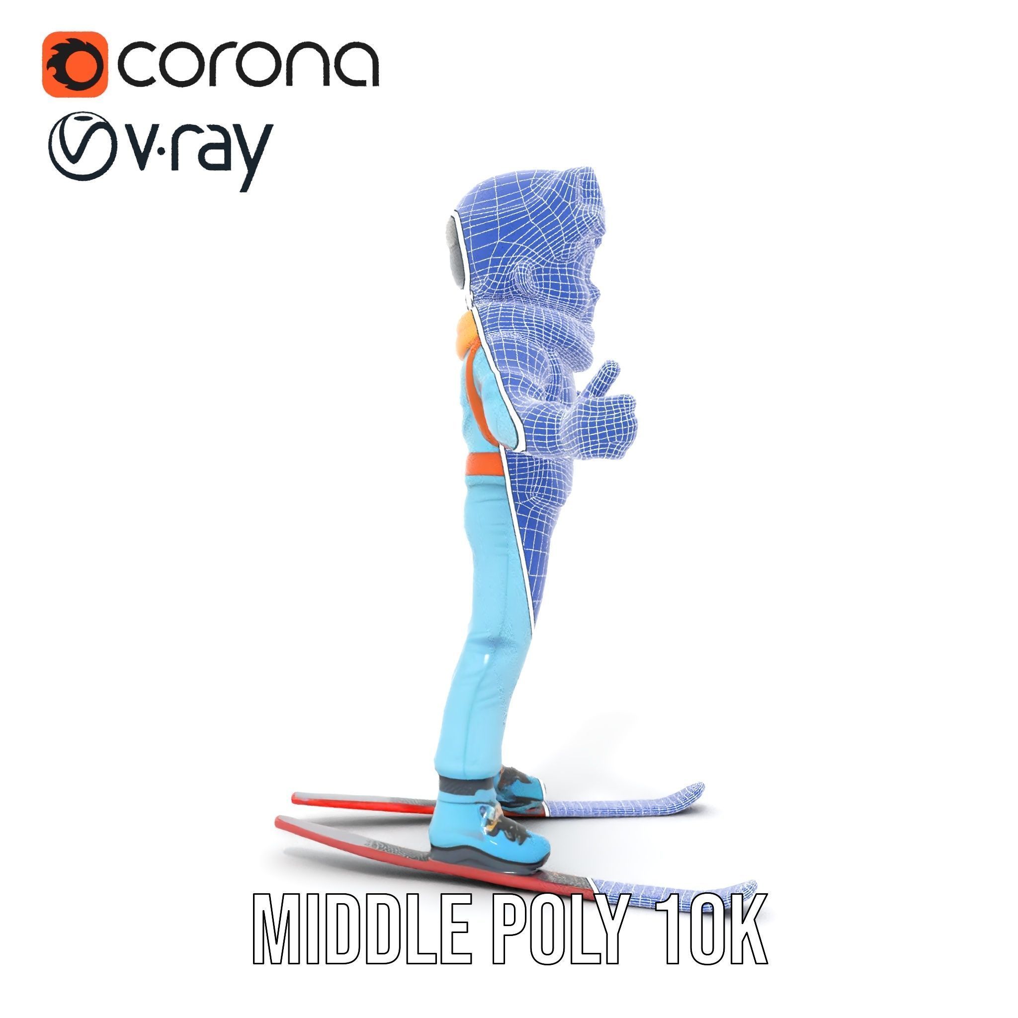Animated Young Skier in Winter Outfit Rigged and Animated Low-poly 3D model_30