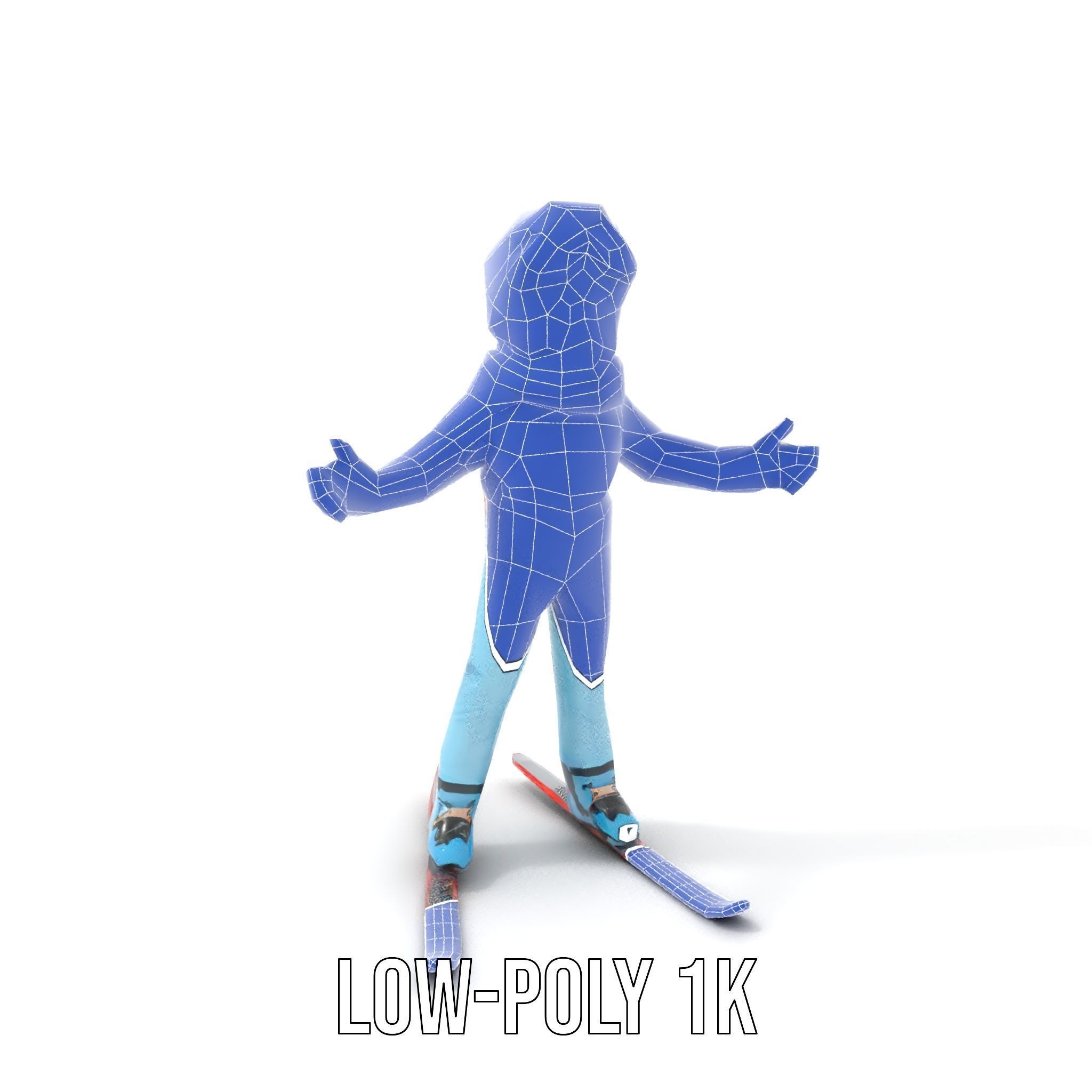 Animated Young Skier in Winter Outfit Rigged and Animated Low-poly 3D model_14