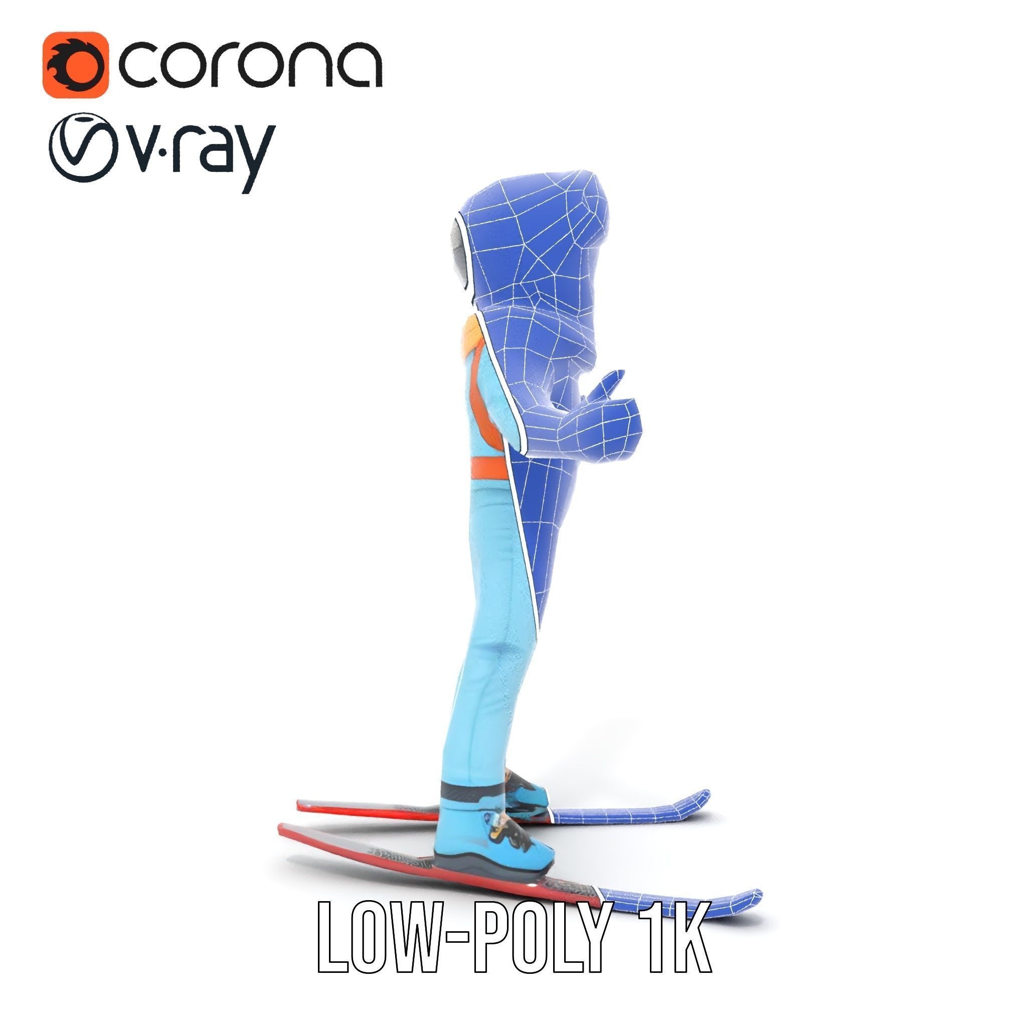 Animated Young Skier in Winter Outfit Rigged and Animated Low-poly 3D model_22