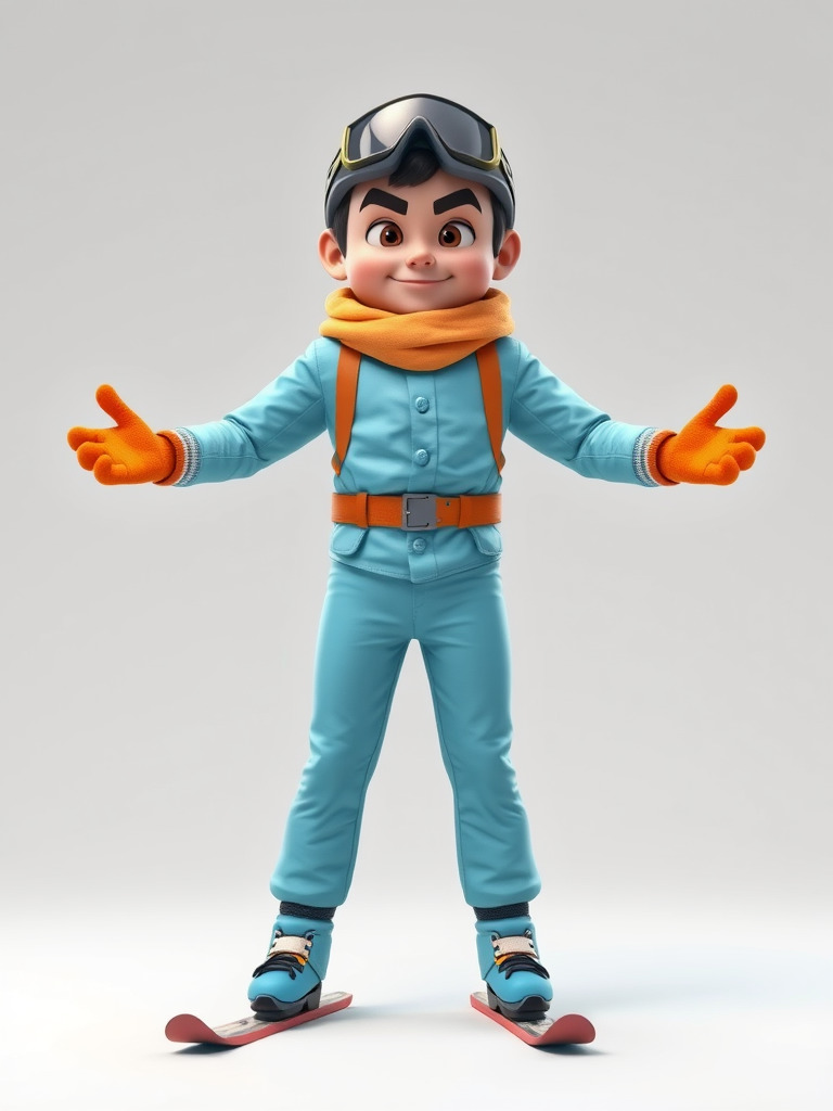 Animated Young Skier in Winter Outfit Rigged and Animated Low-poly 3D model_2