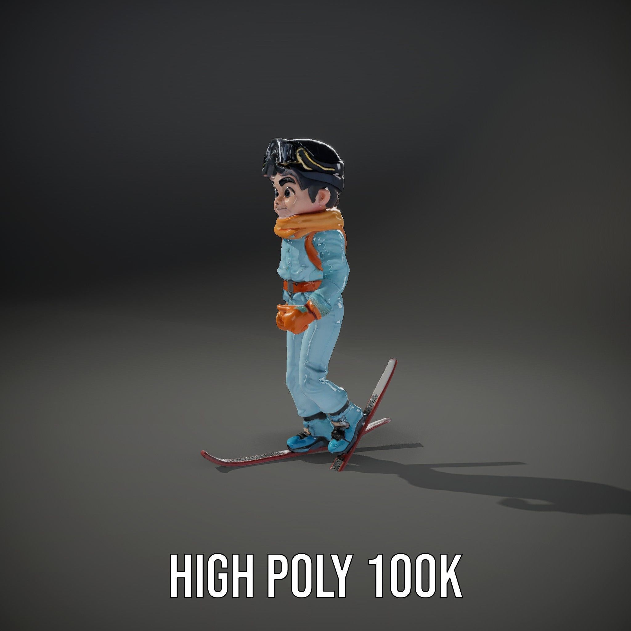 Animated Young Skier in Winter Outfit Rigged and Animated Low-poly 3D model_12