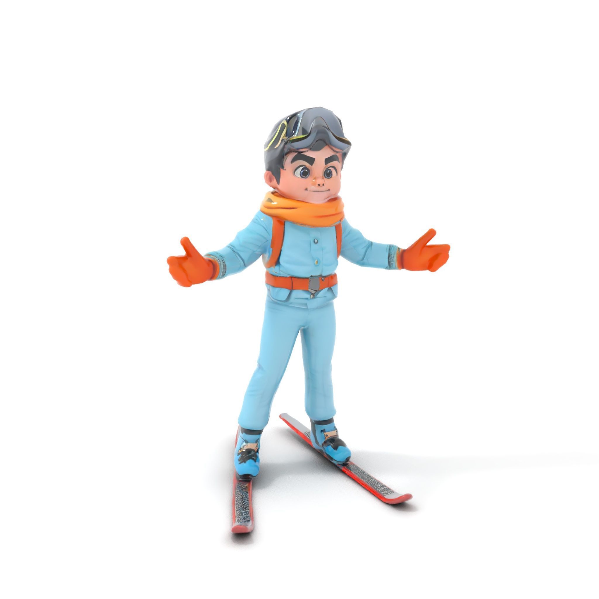 Animated Young Skier in Winter Outfit Rigged and Animated Low-poly 3D model_18