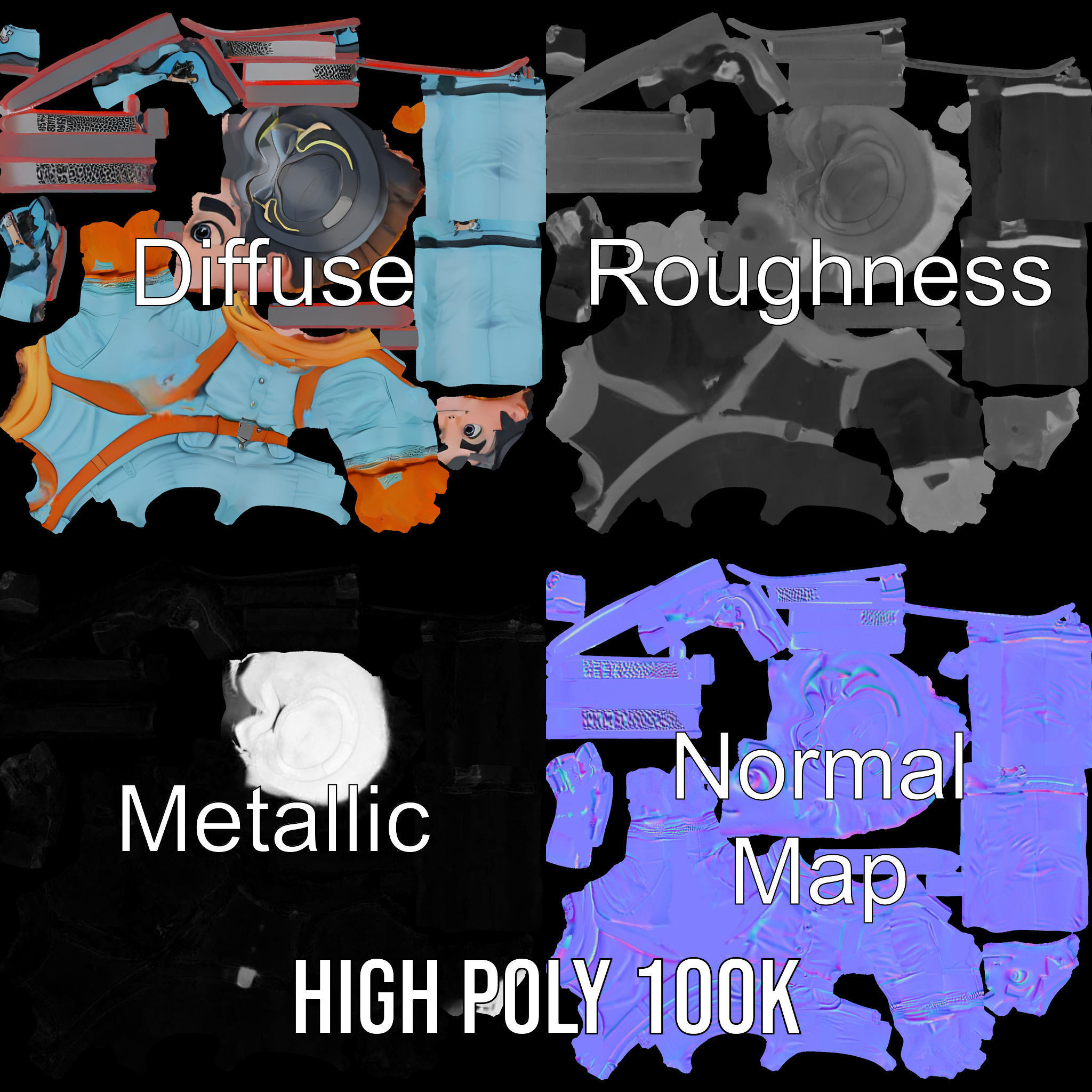 Animated Young Skier in Winter Outfit Rigged and Animated Low-poly 3D model_3