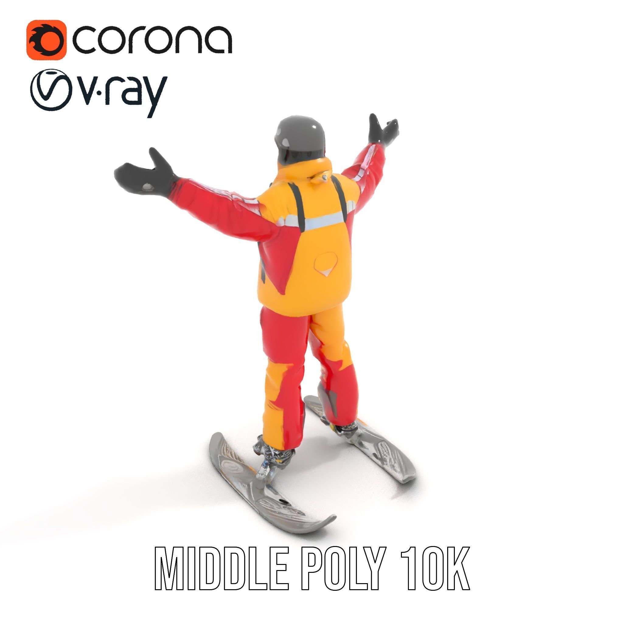 Ski Enthusiast Character Rigged and Animated for Games Low-poly 3D model_12