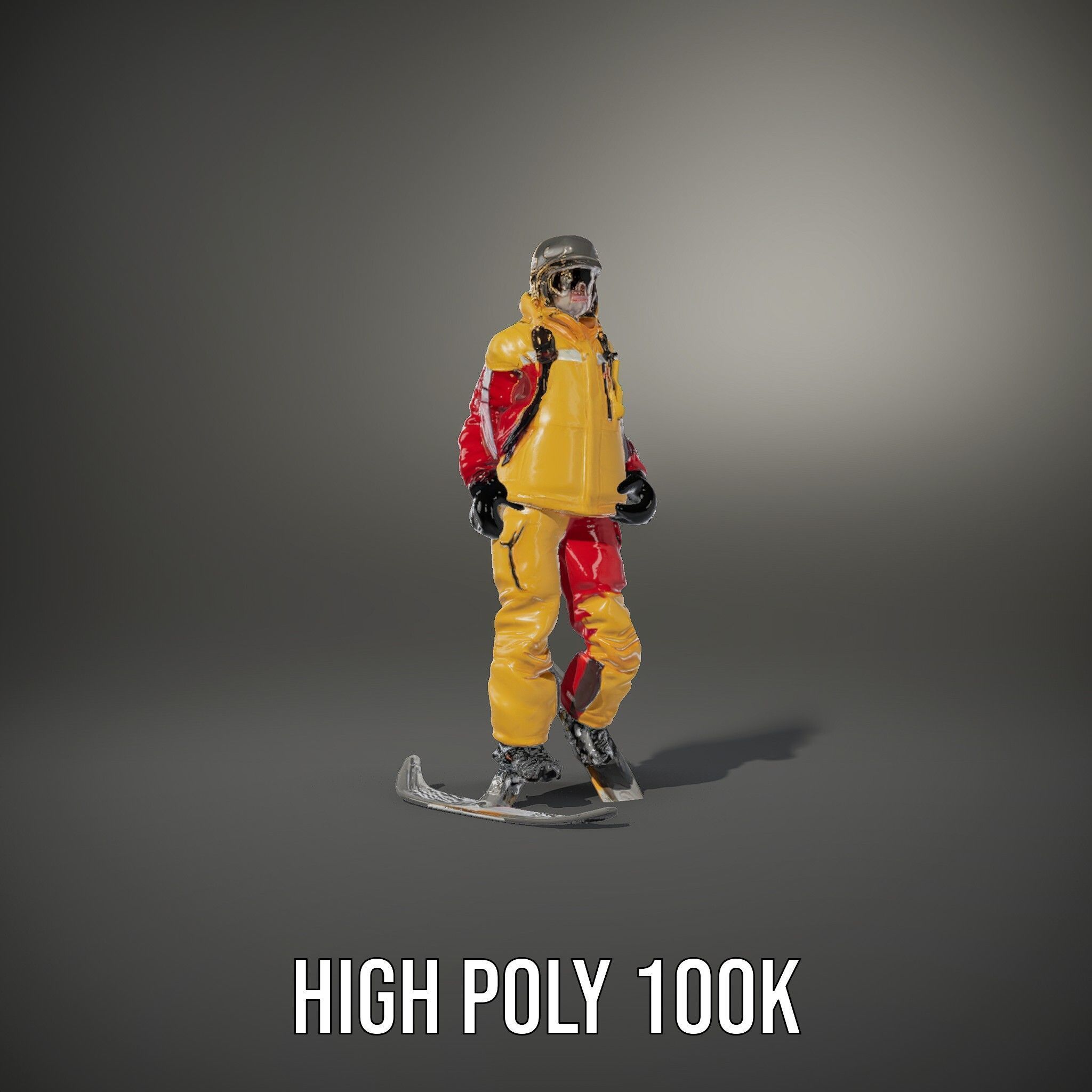Ski Enthusiast Character Rigged and Animated for Games Low-poly 3D model_14