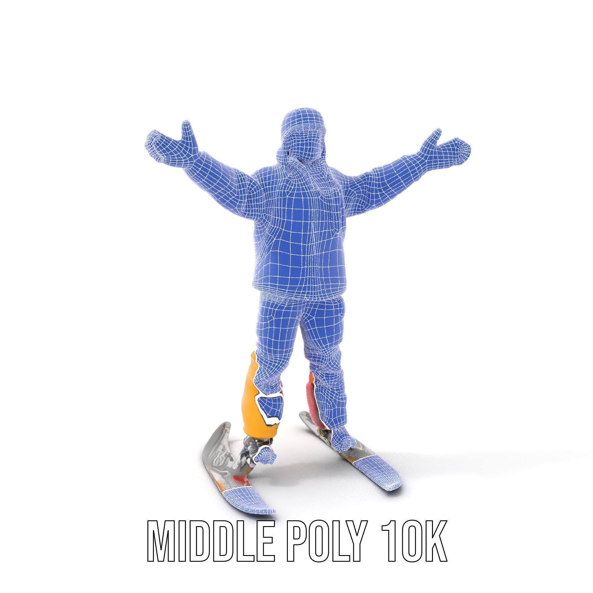 Ski Enthusiast Character Rigged and Animated for Games Low-poly 3D model_27