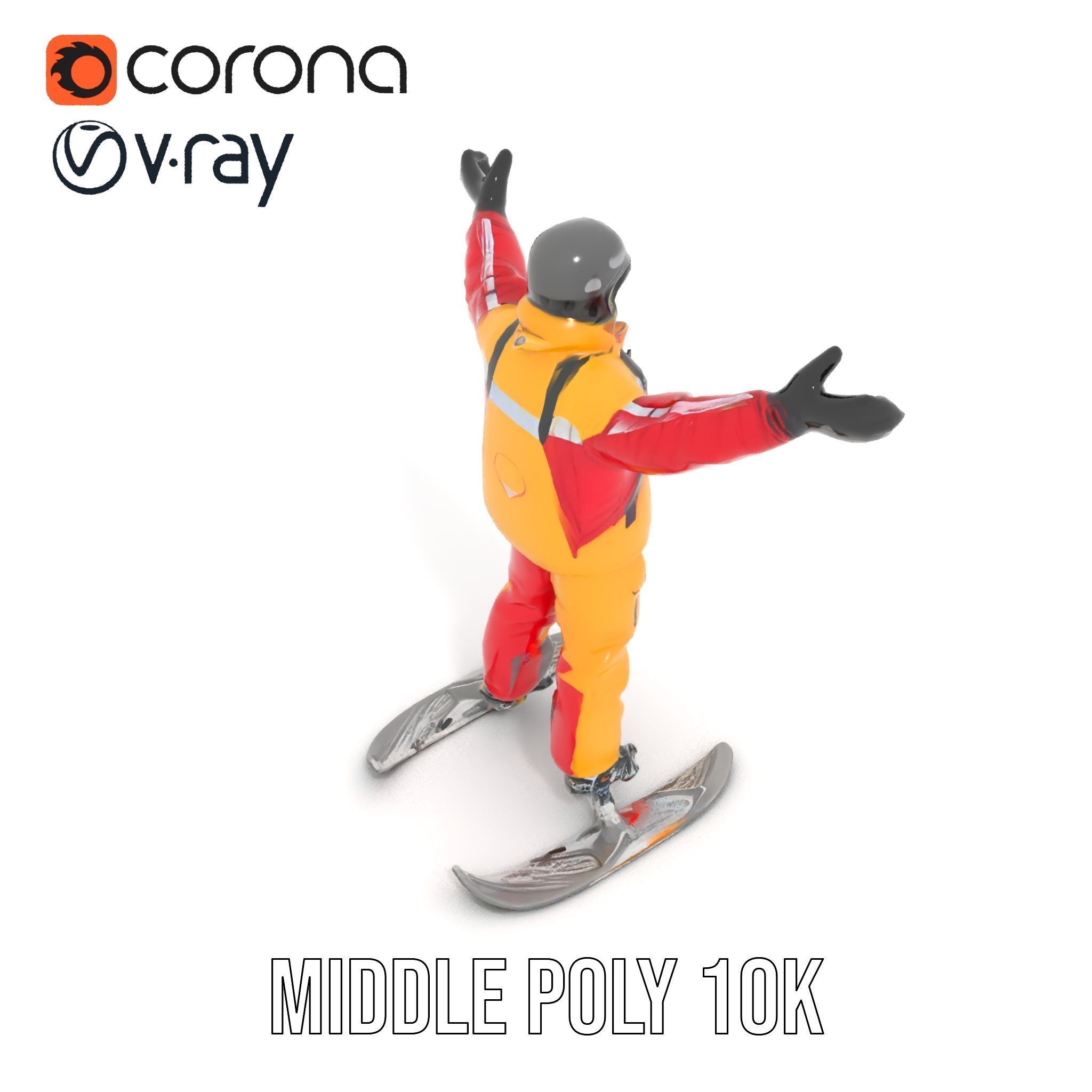 Ski Enthusiast Character Rigged and Animated for Games Low-poly 3D model_18