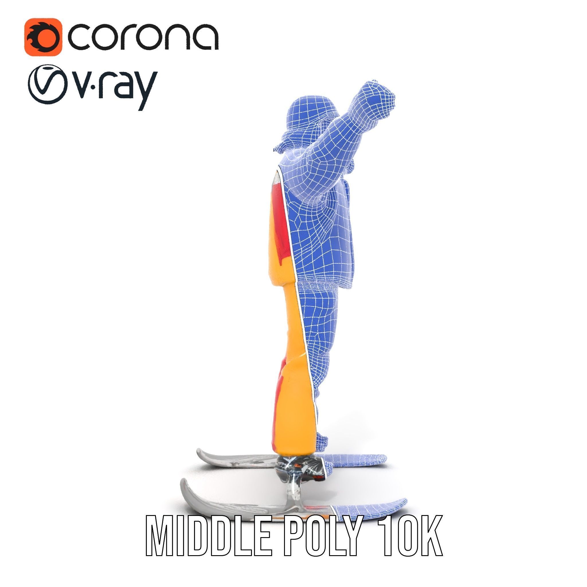 Ski Enthusiast Character Rigged and Animated for Games Low-poly 3D model_35