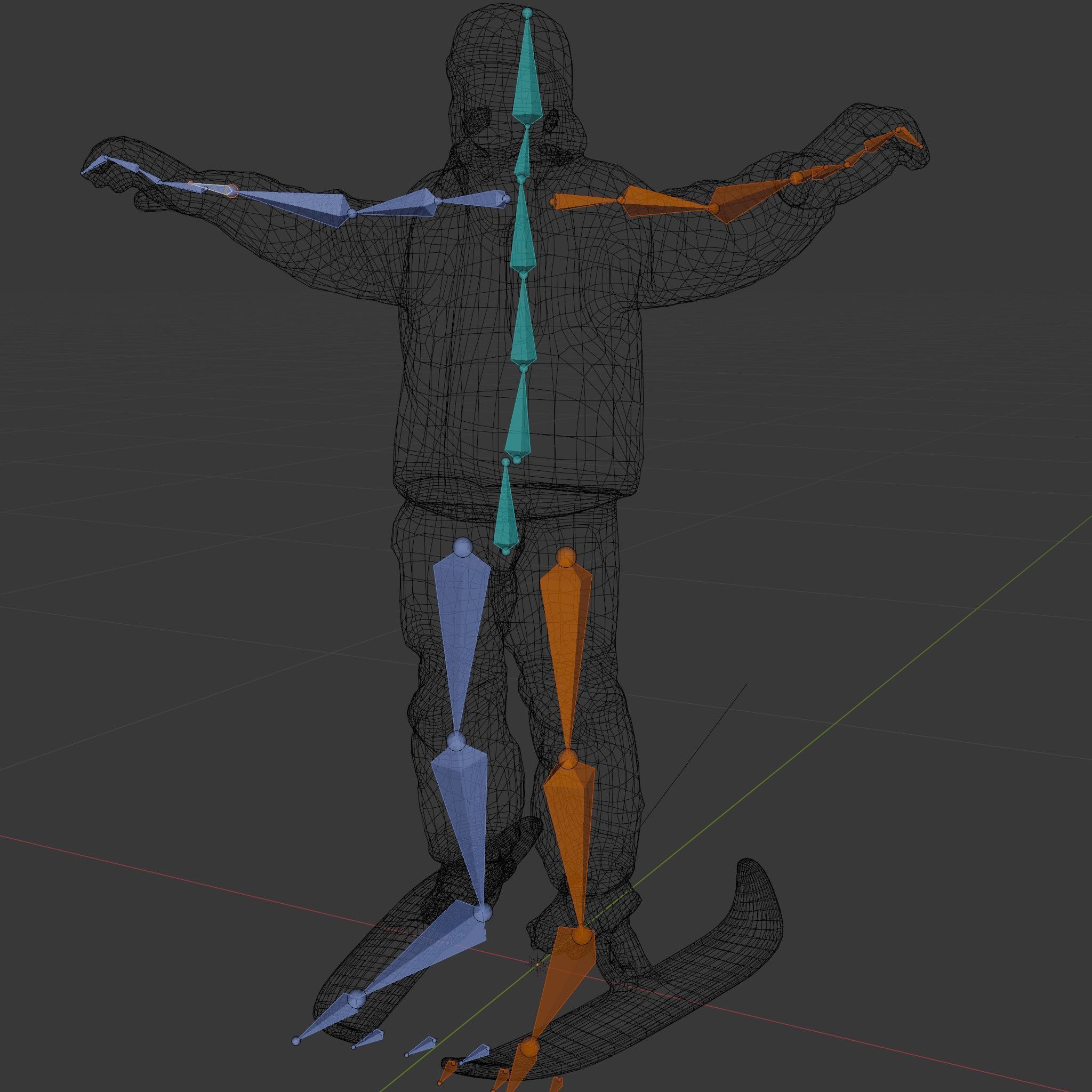 Ski Enthusiast Character Rigged and Animated for Games Low-poly 3D model_6