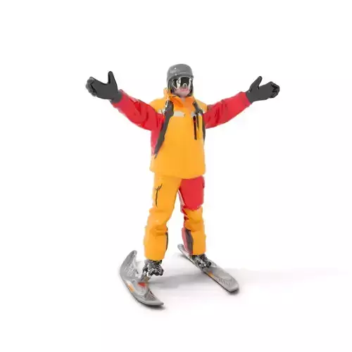 Ski Enthusiast Character Rigged and Animated for Games