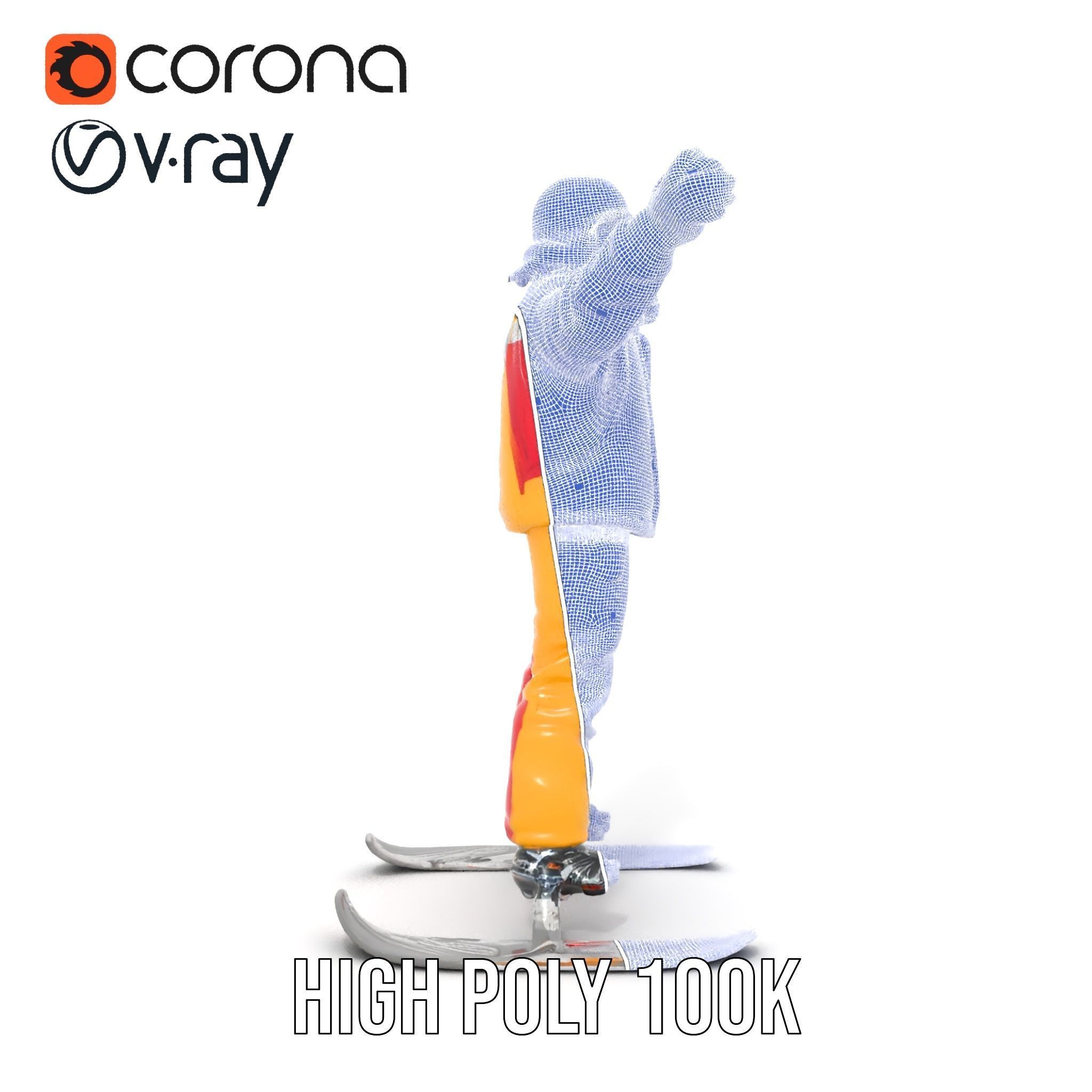 Ski Enthusiast Character Rigged and Animated for Games Low-poly 3D model_36