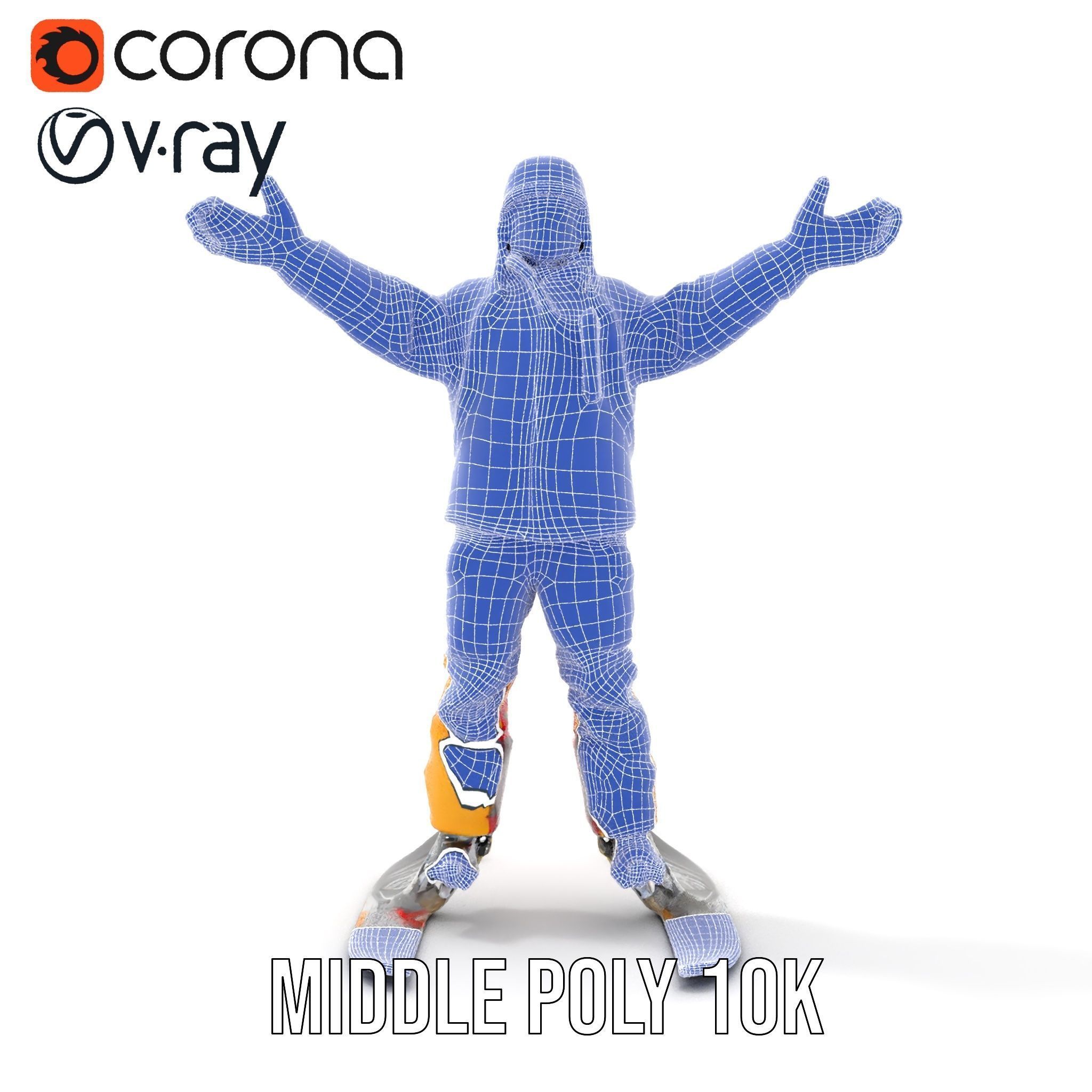 Ski Enthusiast Character Rigged and Animated for Games Low-poly 3D model_21