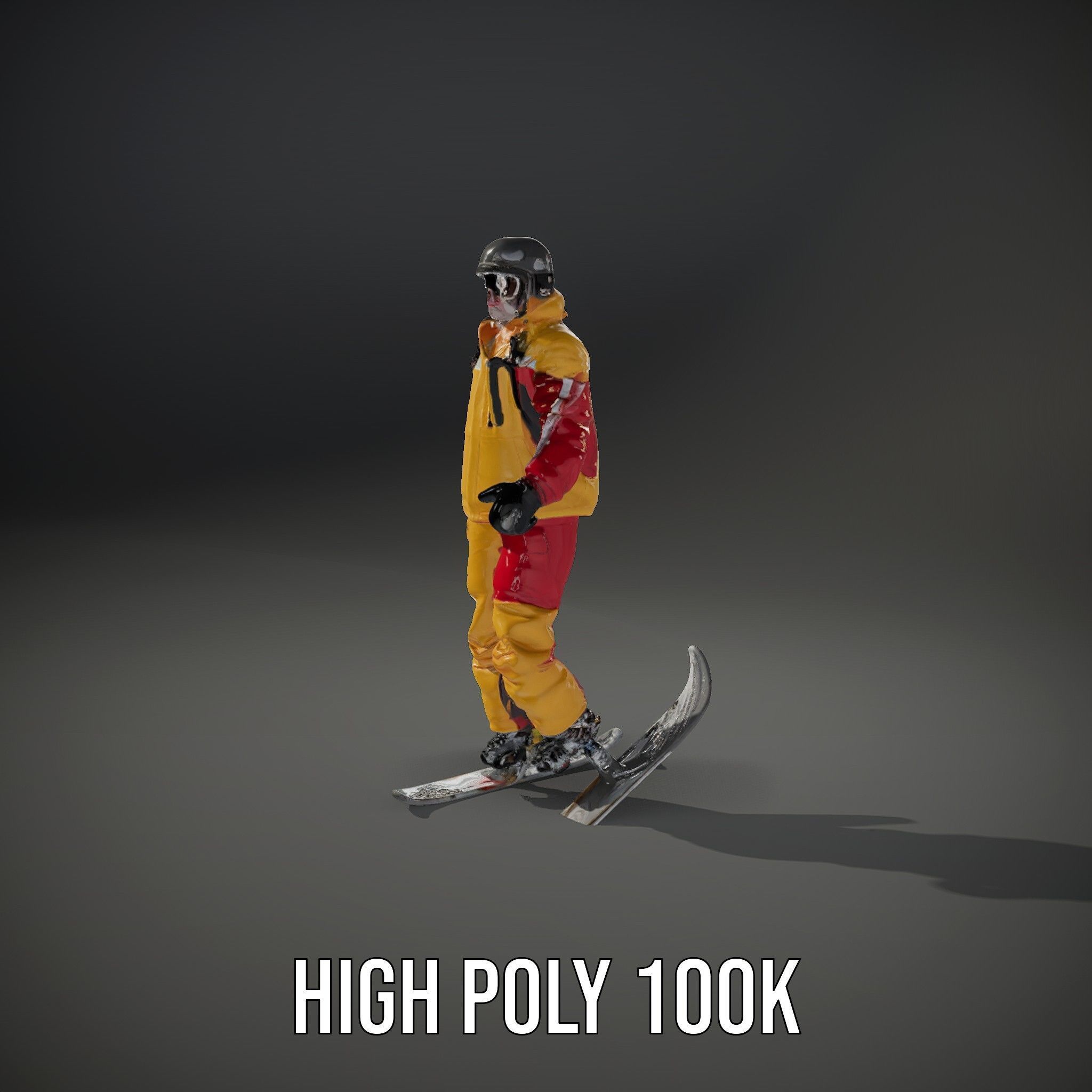Ski Enthusiast Character Rigged and Animated for Games Low-poly 3D model_23