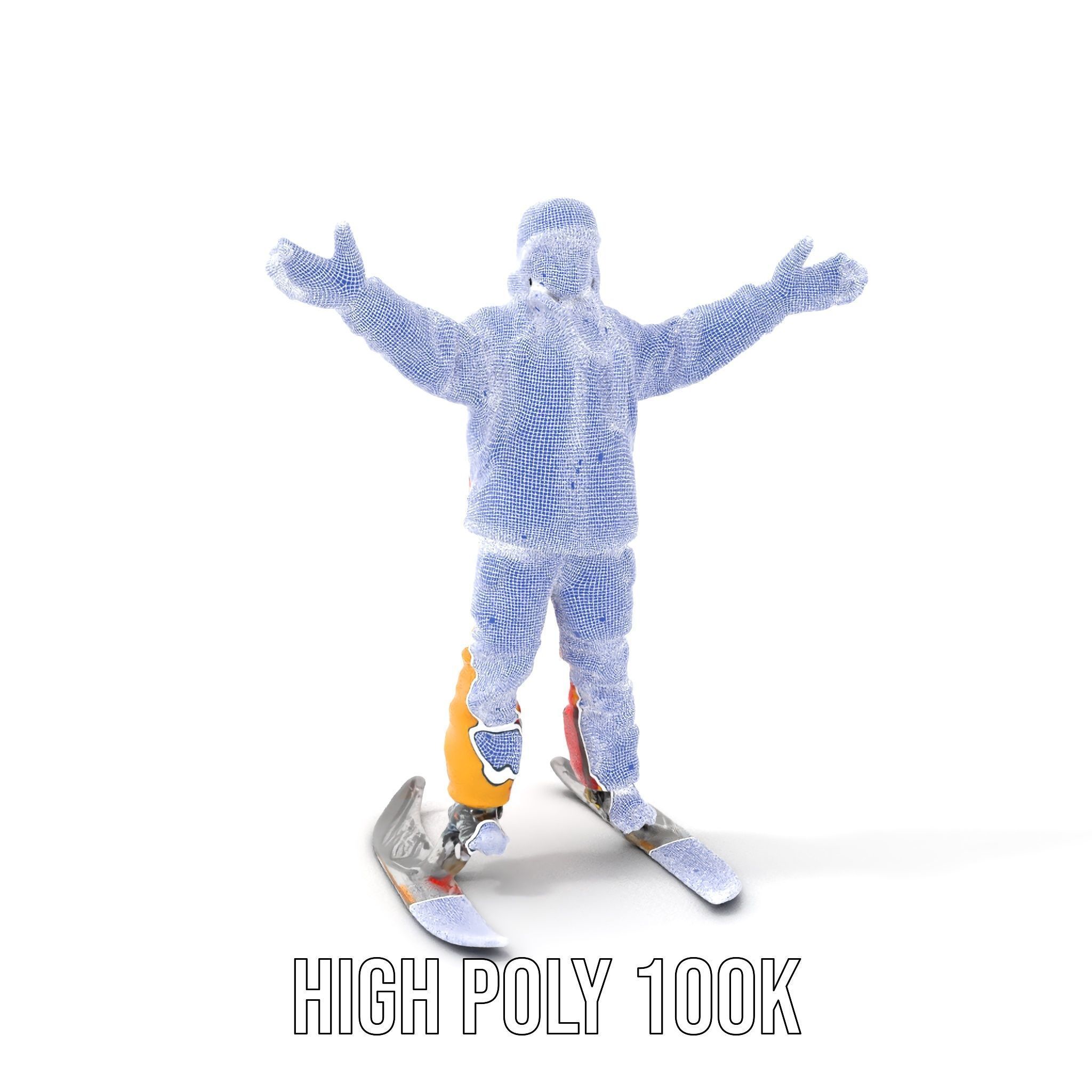 Ski Enthusiast Character Rigged and Animated for Games Low-poly 3D model_4