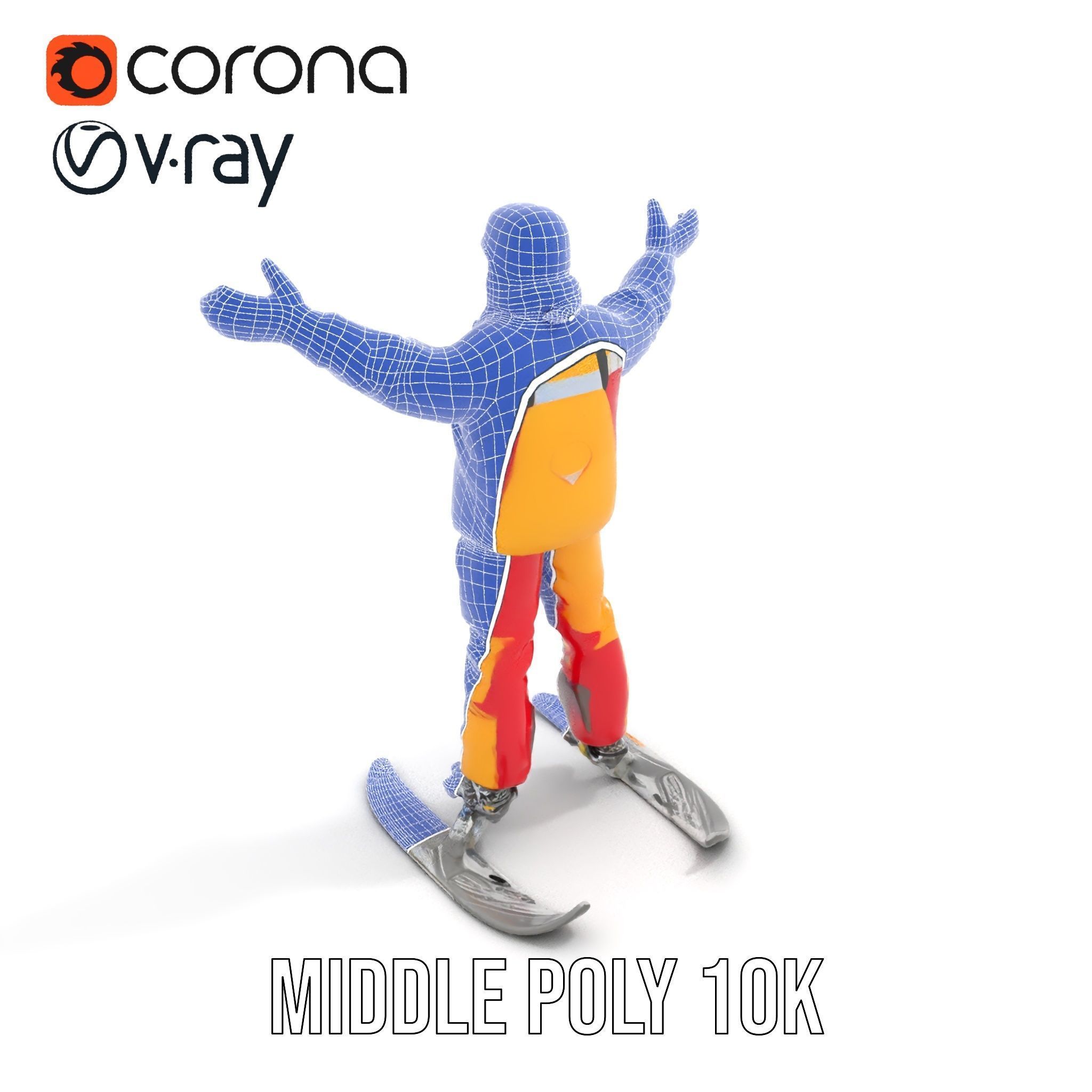 Ski Enthusiast Character Rigged and Animated for Games Low-poly 3D model_24