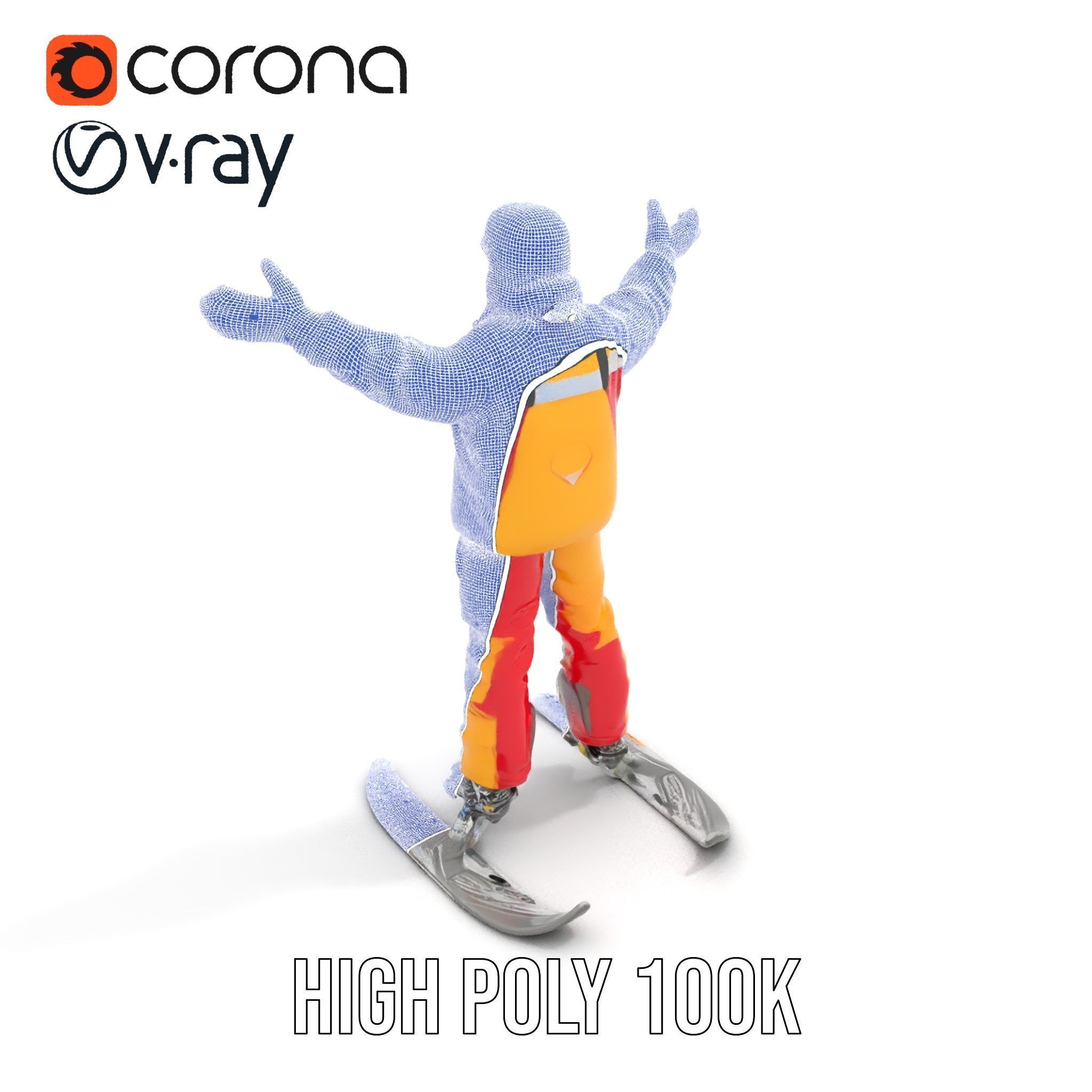 Ski Enthusiast Character Rigged and Animated for Games Low-poly 3D model_26
