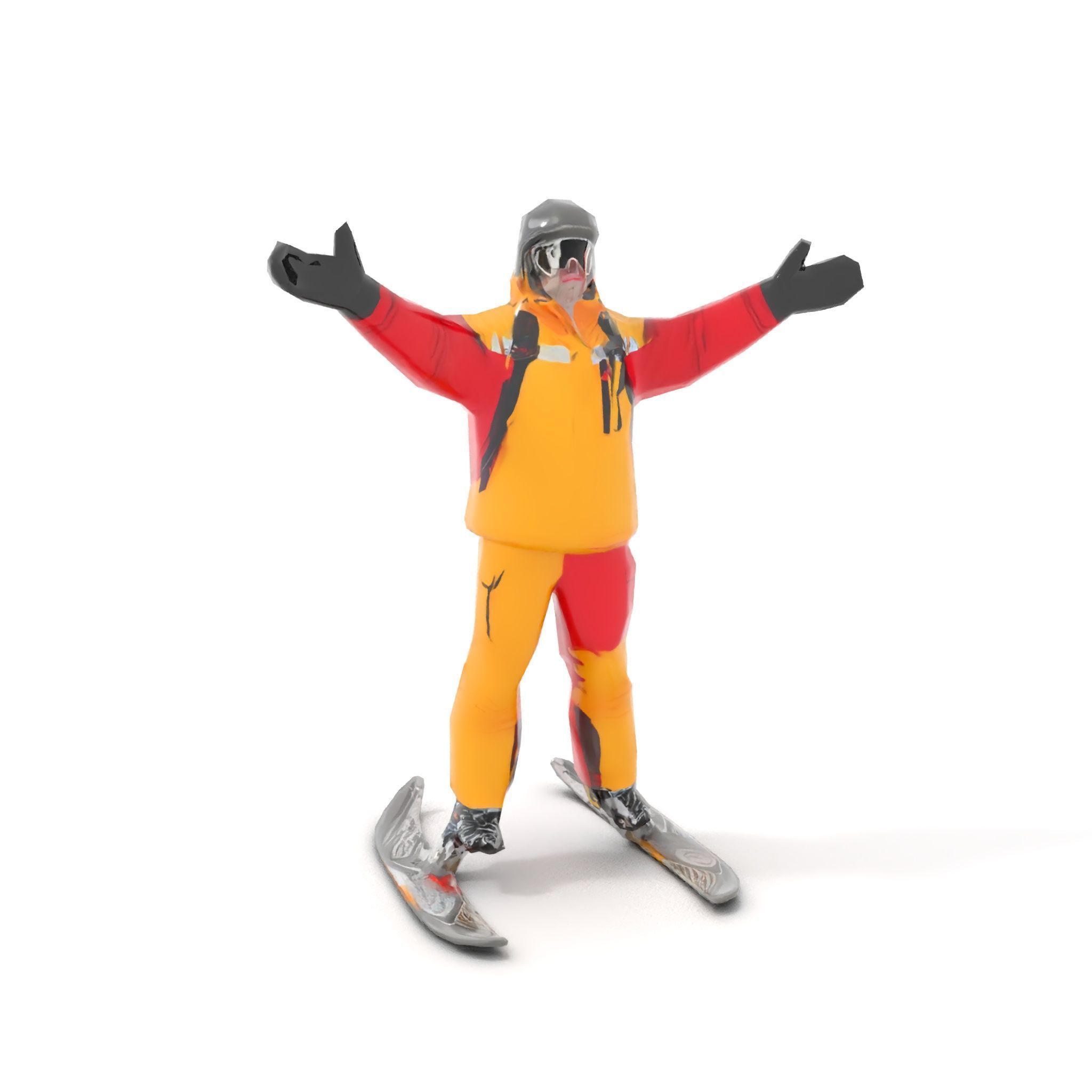 Ski Enthusiast Character Rigged and Animated for Games Low-poly 3D model_11