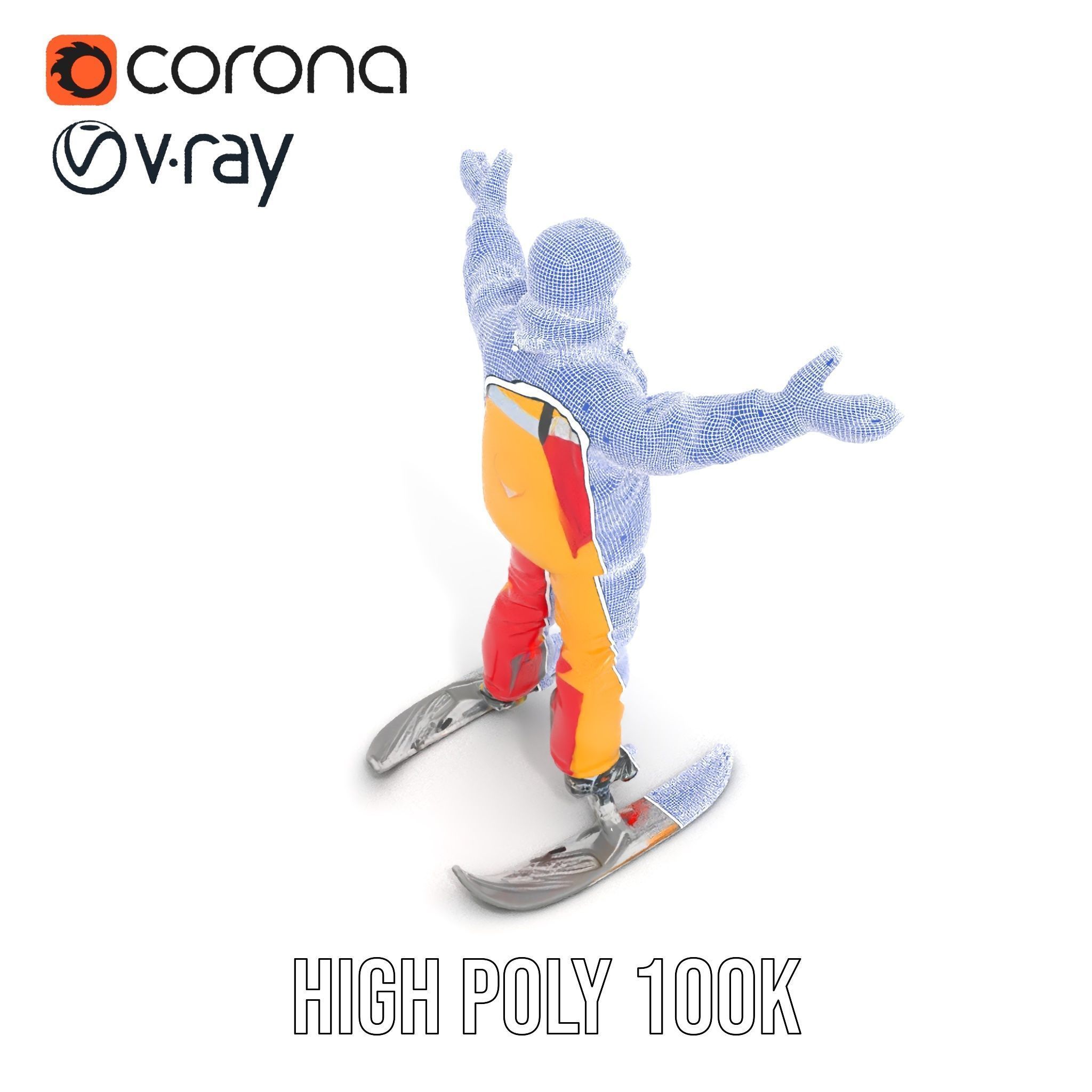 Ski Enthusiast Character Rigged and Animated for Games Low-poly 3D model_34